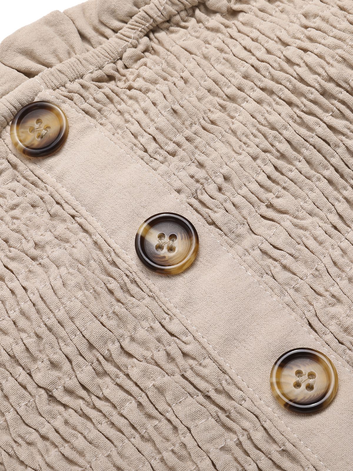 Beige 1950s Solid Smocking Strapless Romper - Image 4