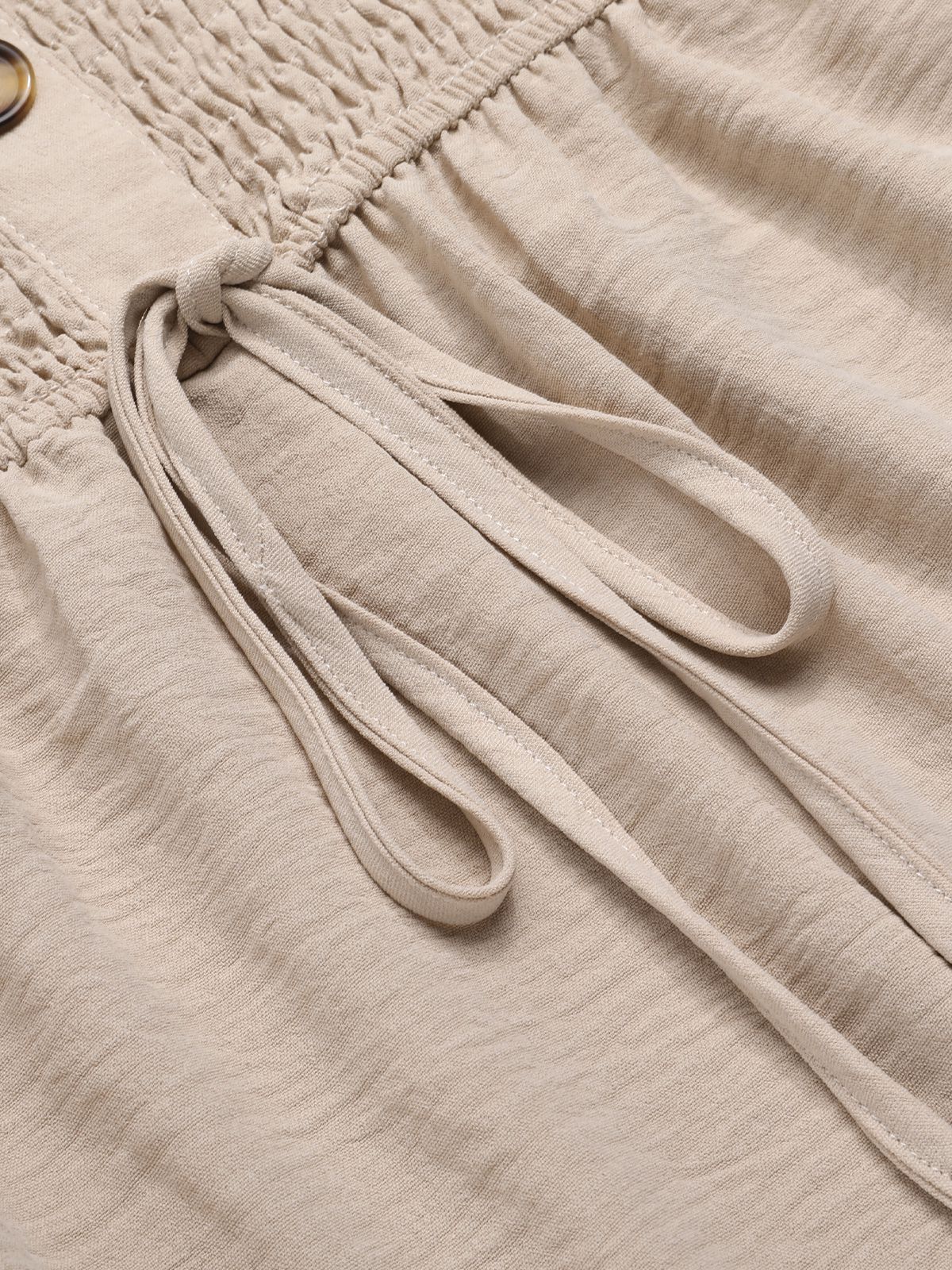 Beige 1950s Solid Smocking Strapless Romper - Image 5