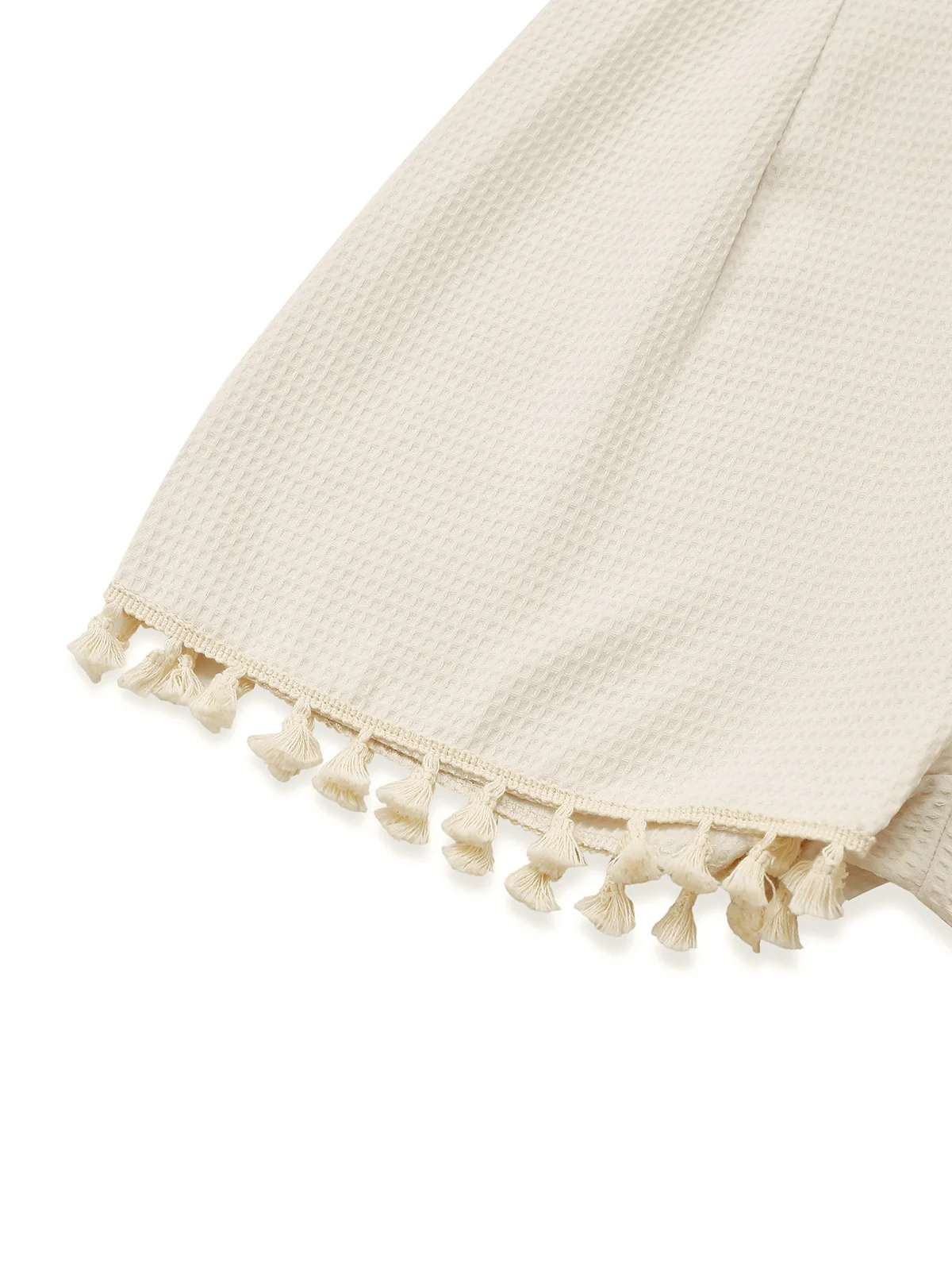 Beige 1950s Solid Spaghetti Straps Smocked Romper - Image 3