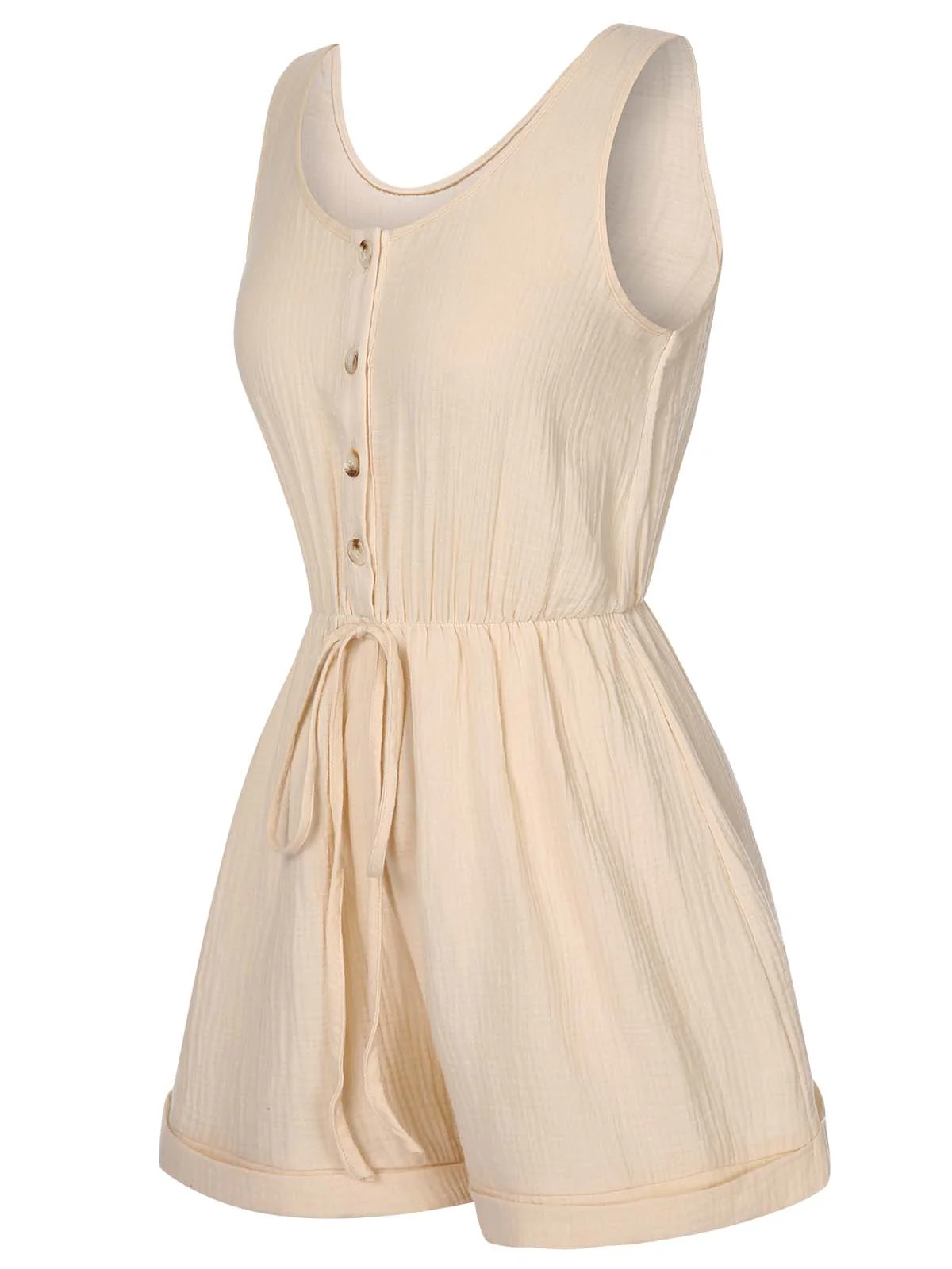 Beige 1950s Strap Belted Sleeveless Romper - Image 2