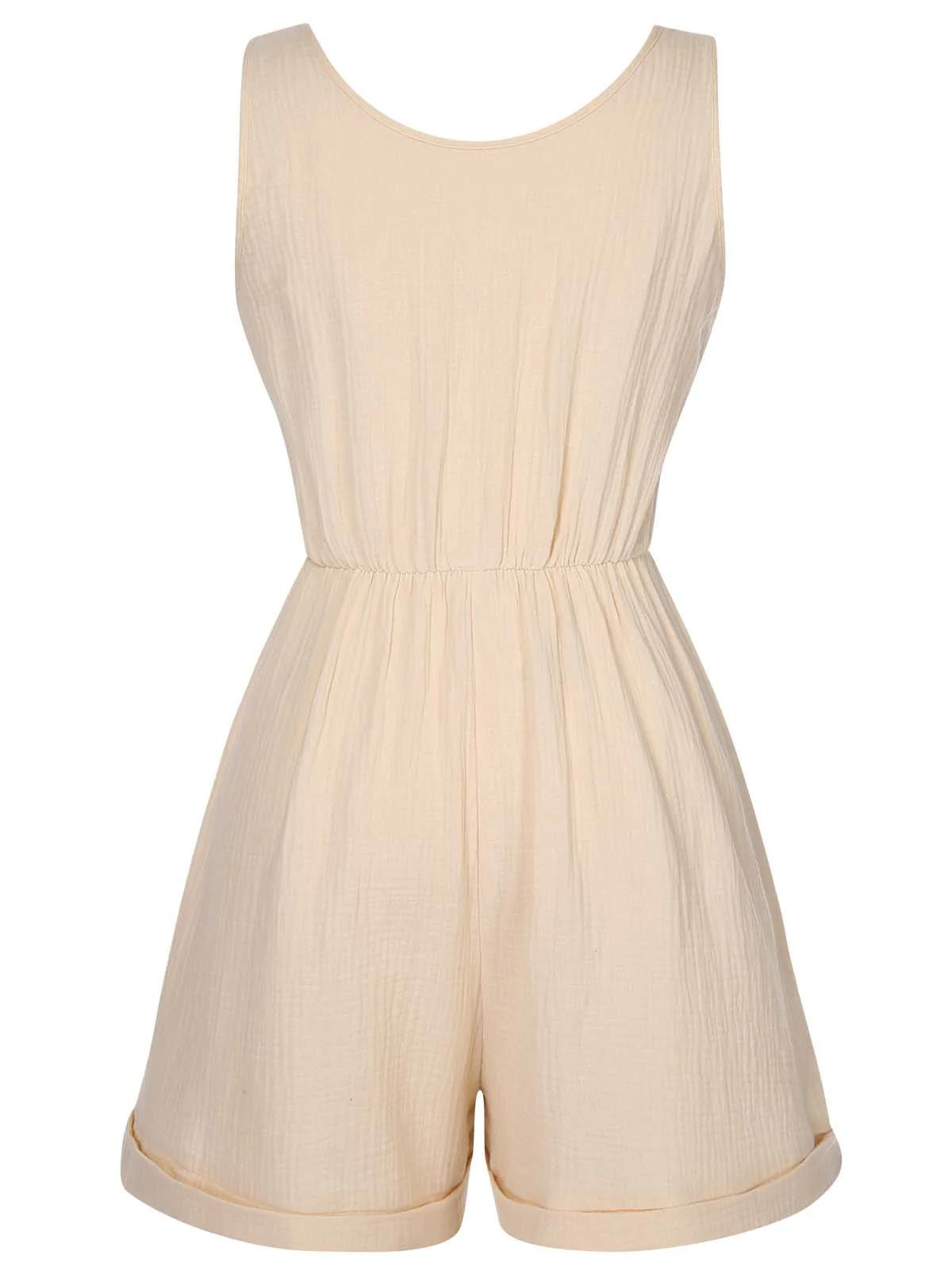 Beige 1950s Strap Belted Sleeveless Romper - Image 3