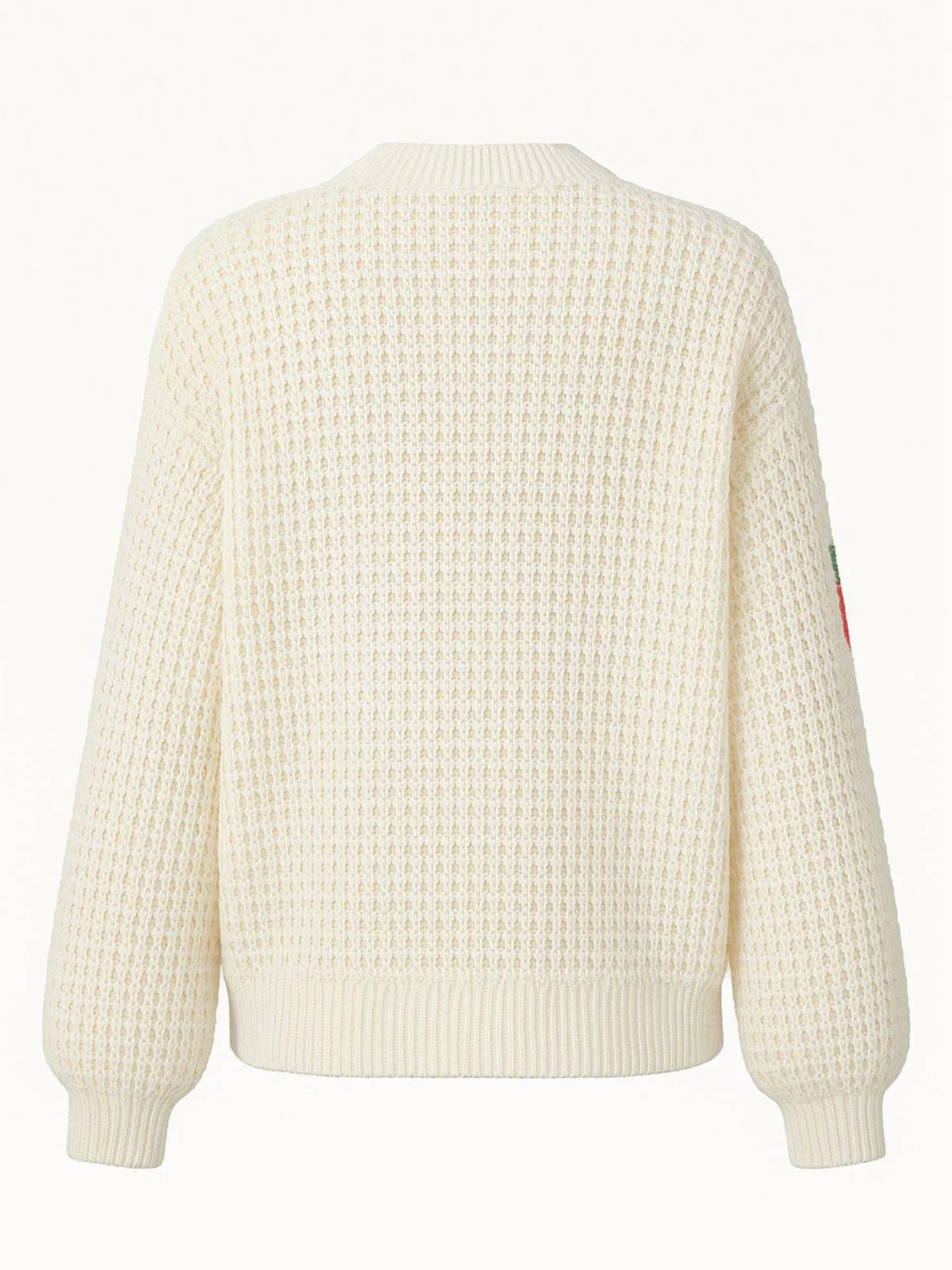 Beige 1950s Strawberry Drop Shoulder Knit Cardigan - Image 5