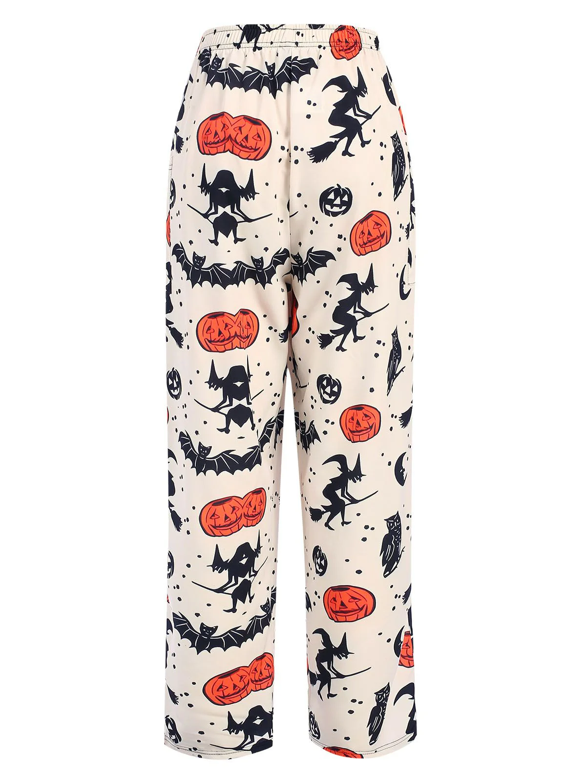 Beige 1960s Halloween Pumpkin Pocket Pants - Image 3