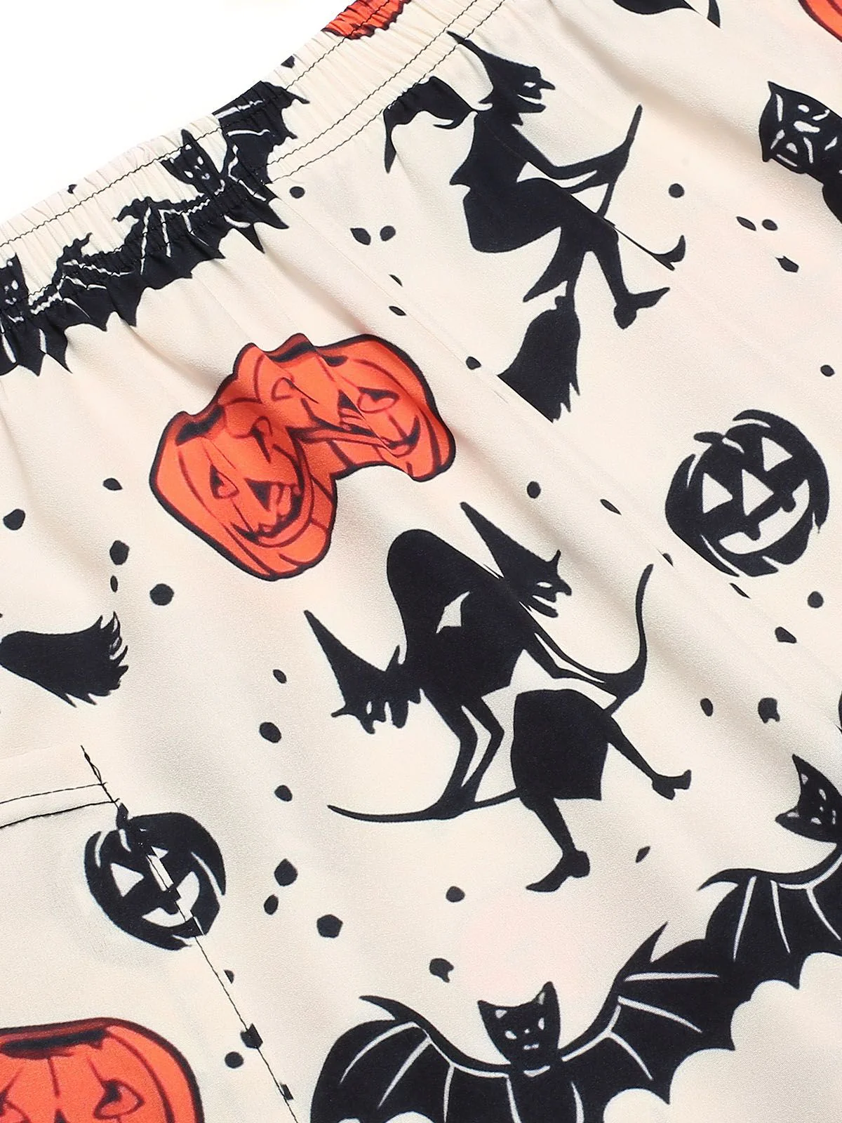 Beige 1960s Halloween Pumpkin Pocket Pants - Image 6