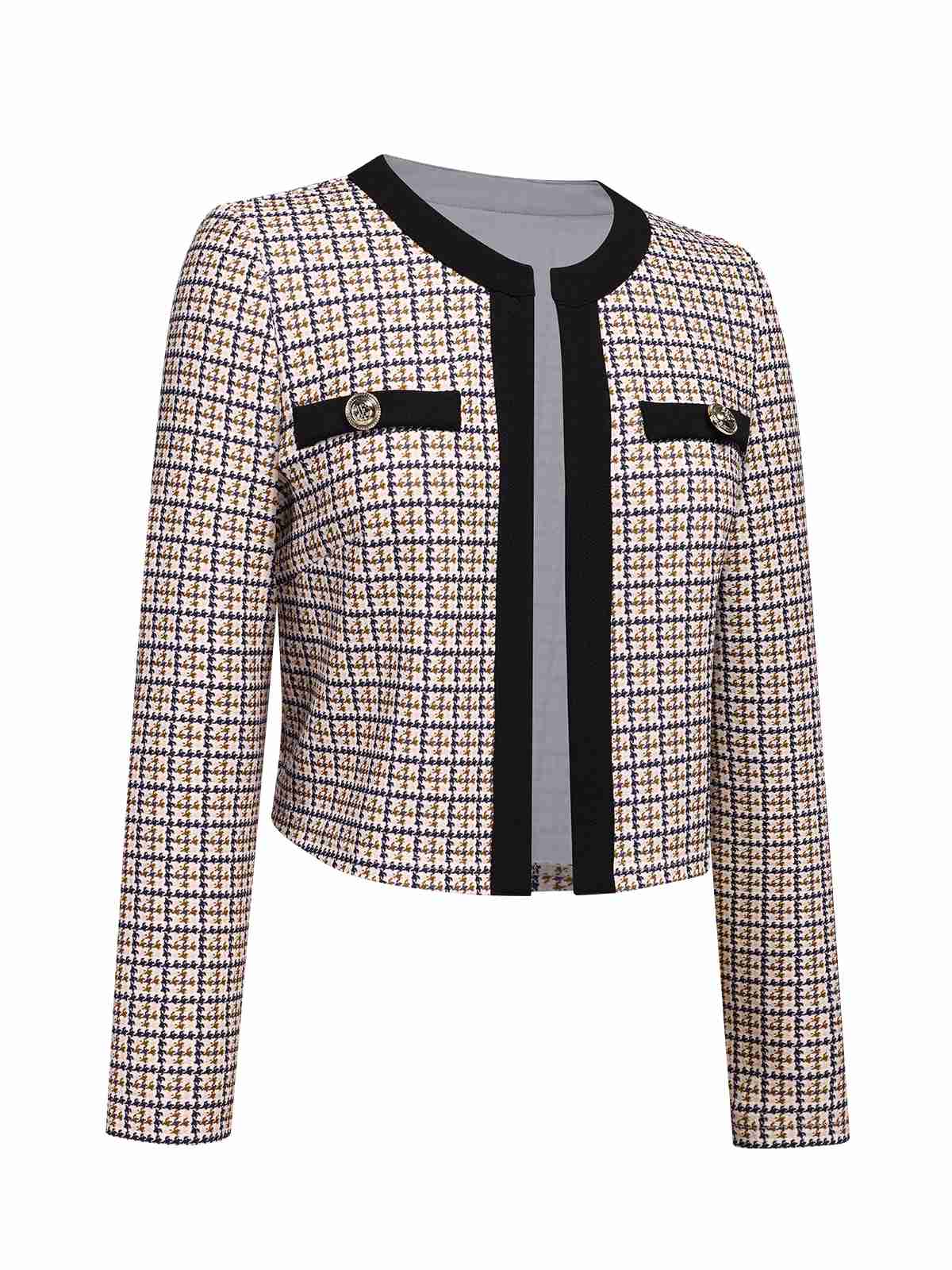 Beige 1960s Knitted Patchwork Short Coat - Image 2