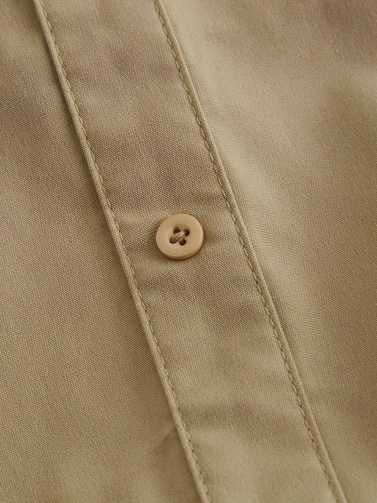 Beige 1960s Puff Sleeves Elastic Cinched Waist Dress - Image 4