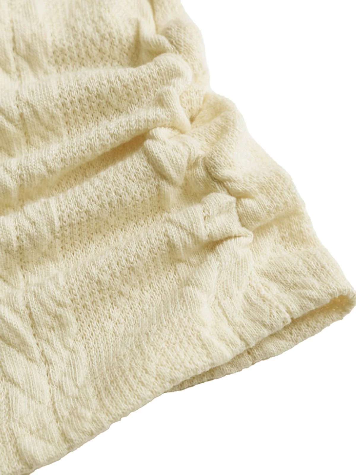 Beige 1960s Solid Faux Button Knitted Sweater - Image 4