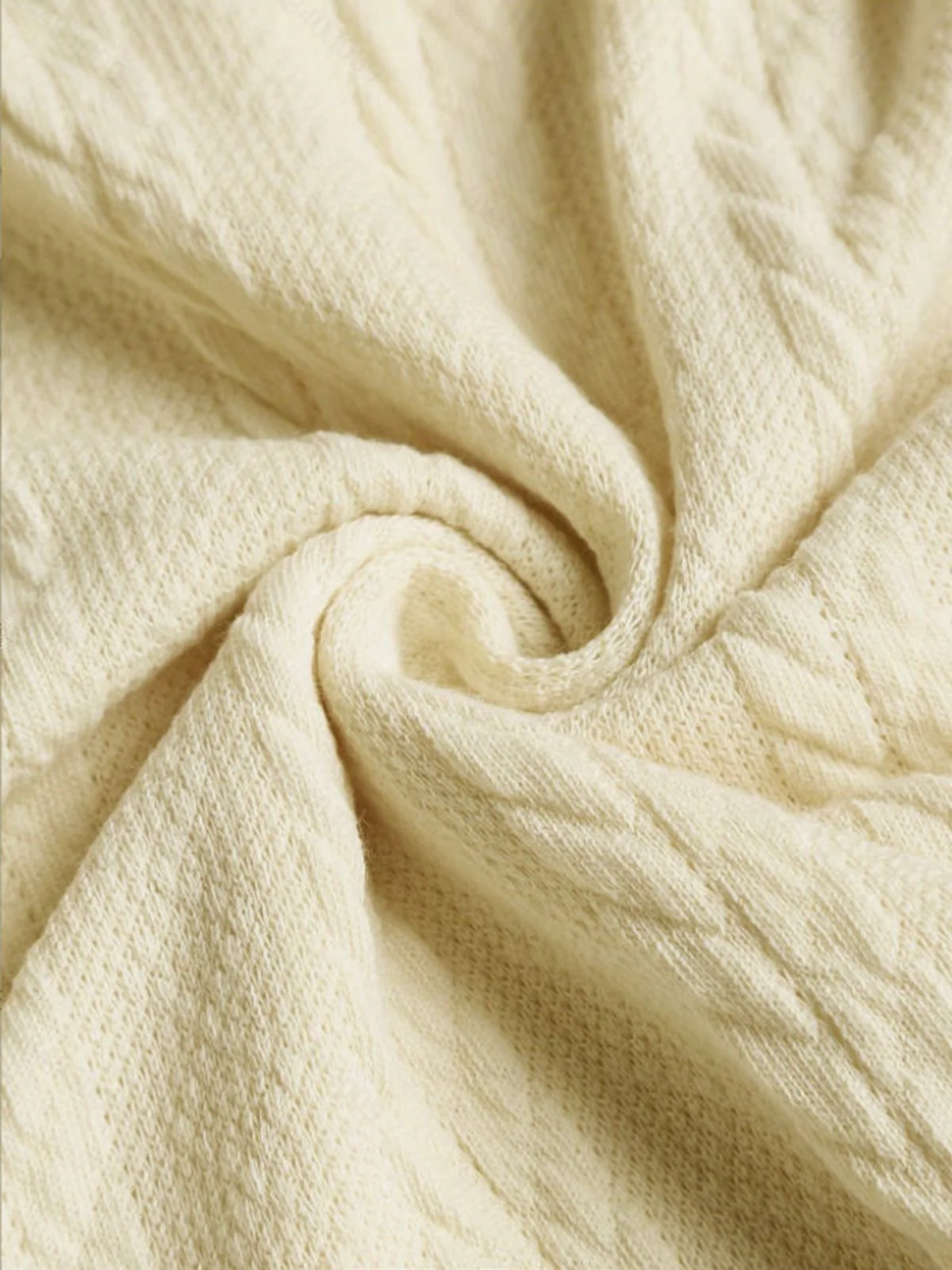 Beige 1960s Solid Faux Button Knitted Sweater - Image 5