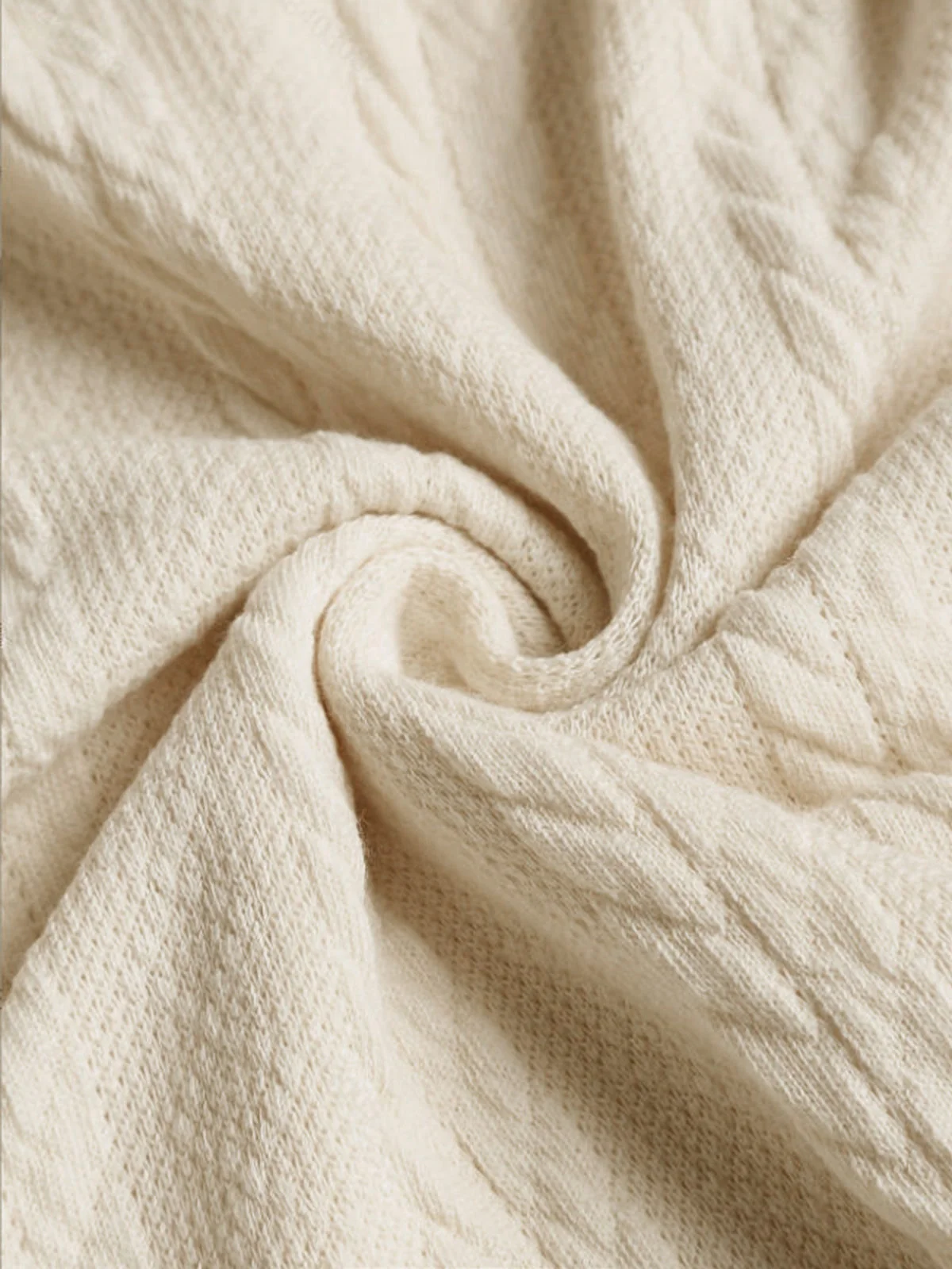 Beige 1960s Solid Faux Button Knitted Sweater - Image 5