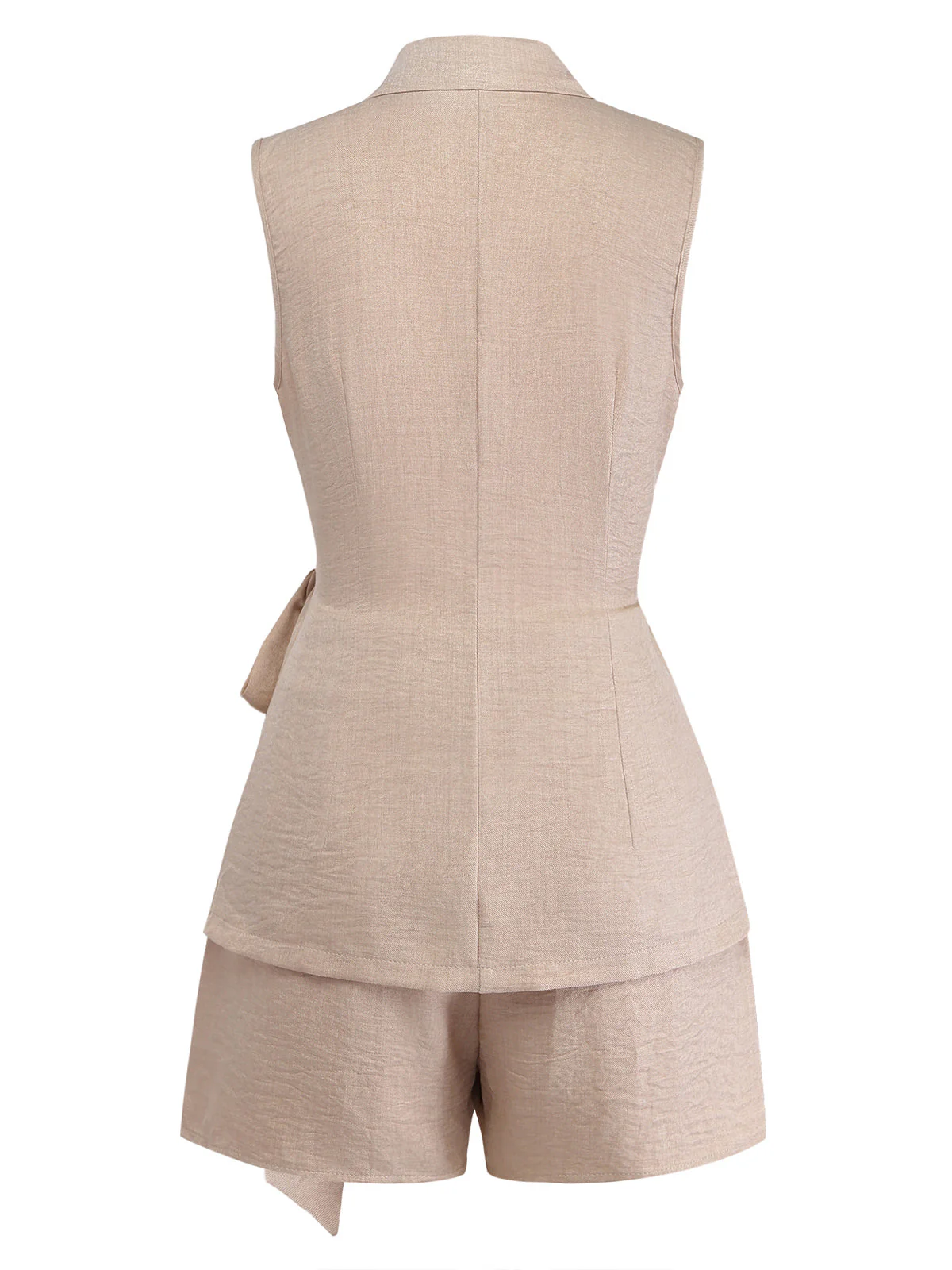 Beige 1960s Solid Suit Vest & Shorts Set - Image 3