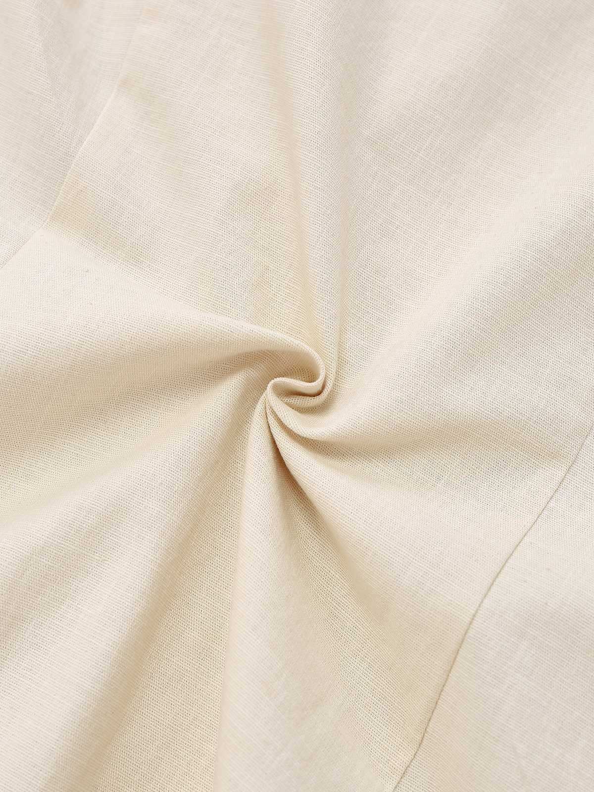 Beige 1960s Starfish Shell Buttons Sleeveless Dress - Image 4