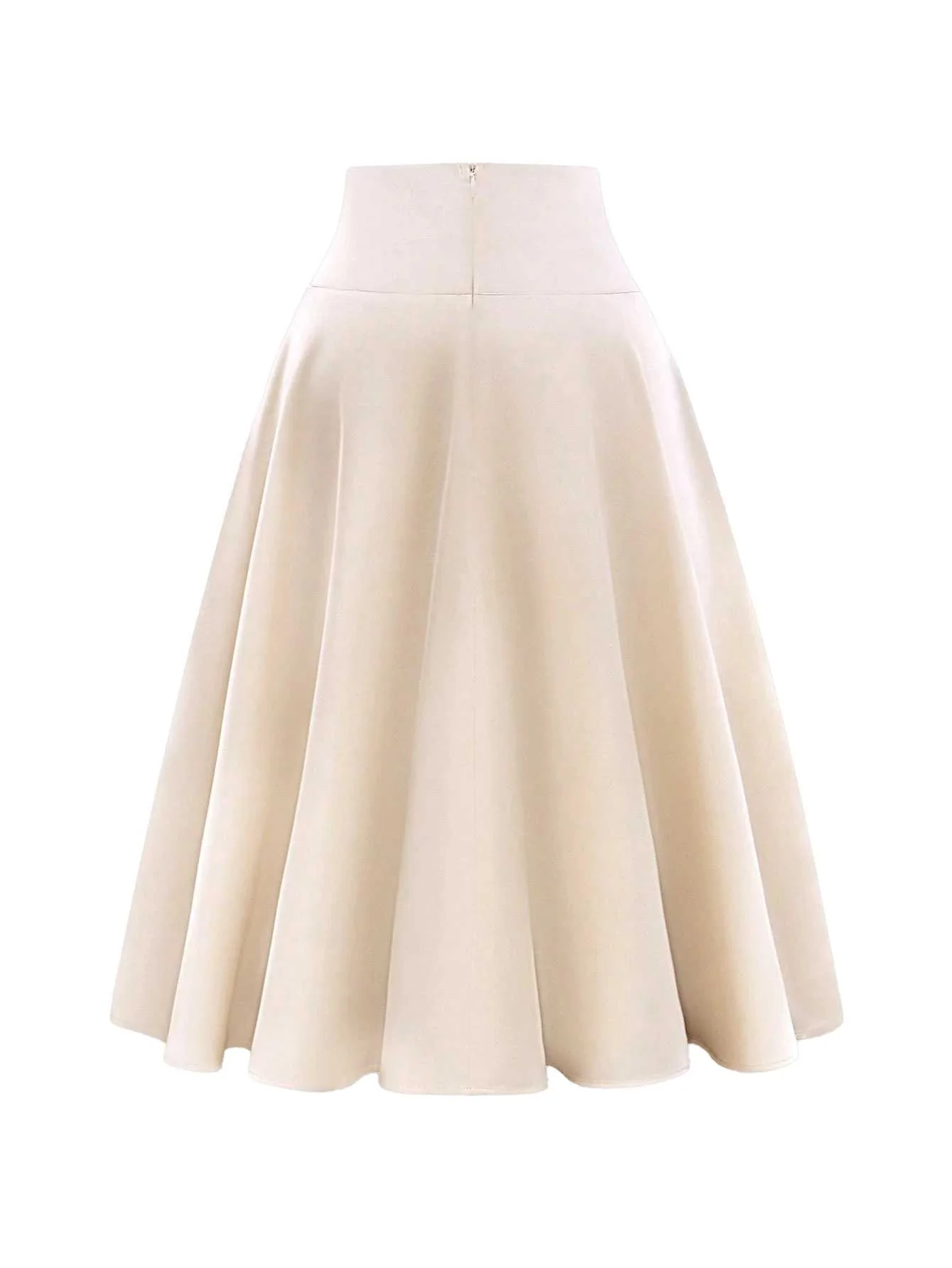 Beige 1970s Bow Tie Satin Skirt - Image 2