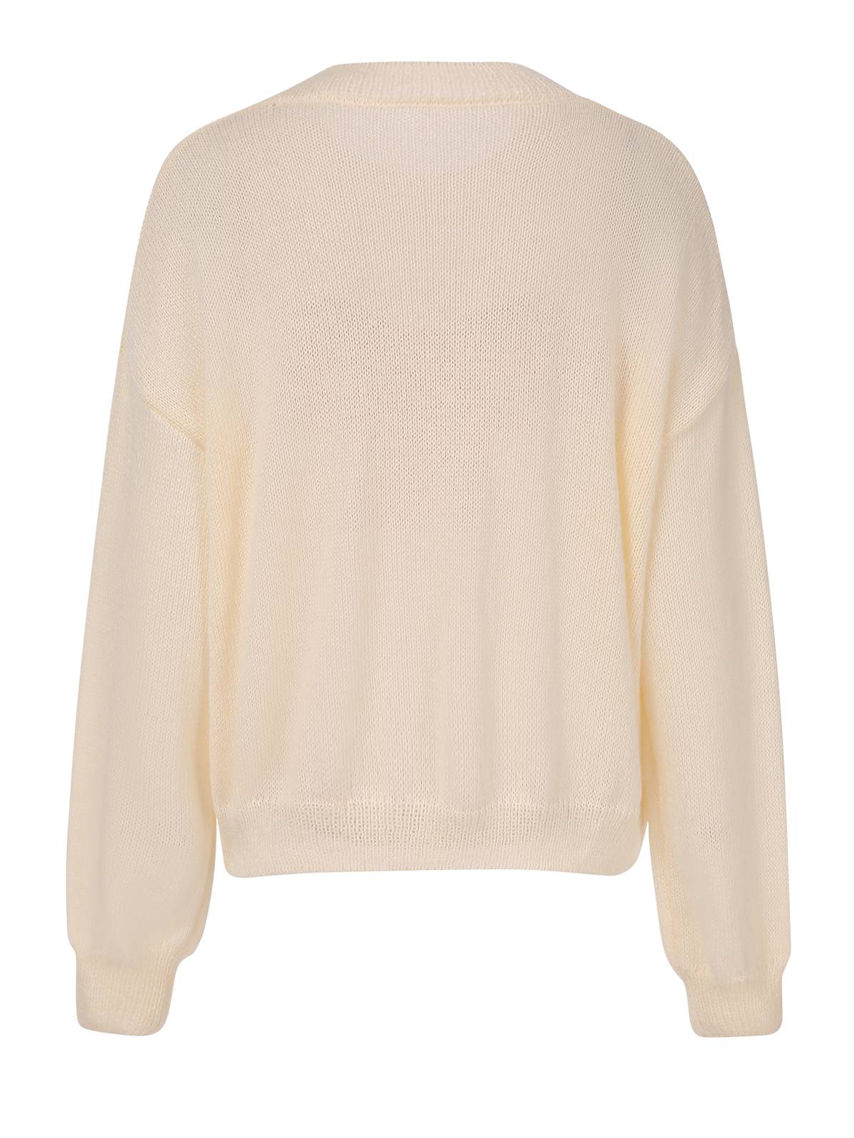 Beige 1970s Christmas Bow Pattern Sweater - Image 3
