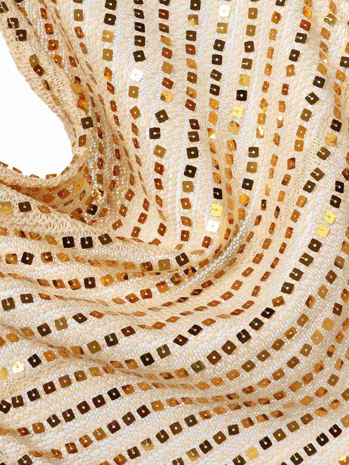 Beige 1970s Deep V-Neck Sequined Dress - Image 5