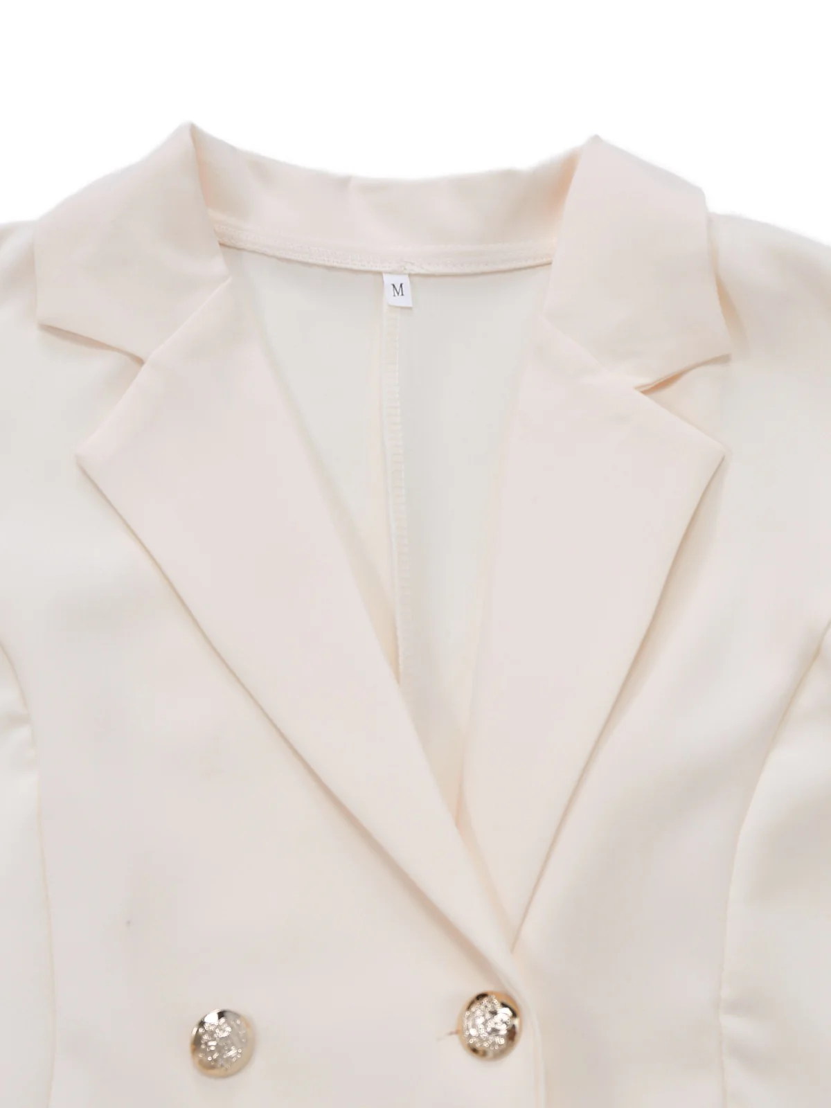 Beige 1970s Double Breasted Lapel Pleated Dress - Image 4