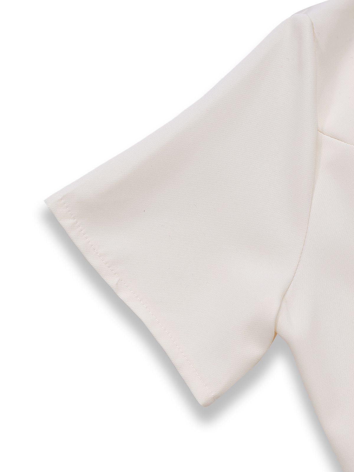Beige 1970s Double Breasted Lapel Pleated Dress - Image 5
