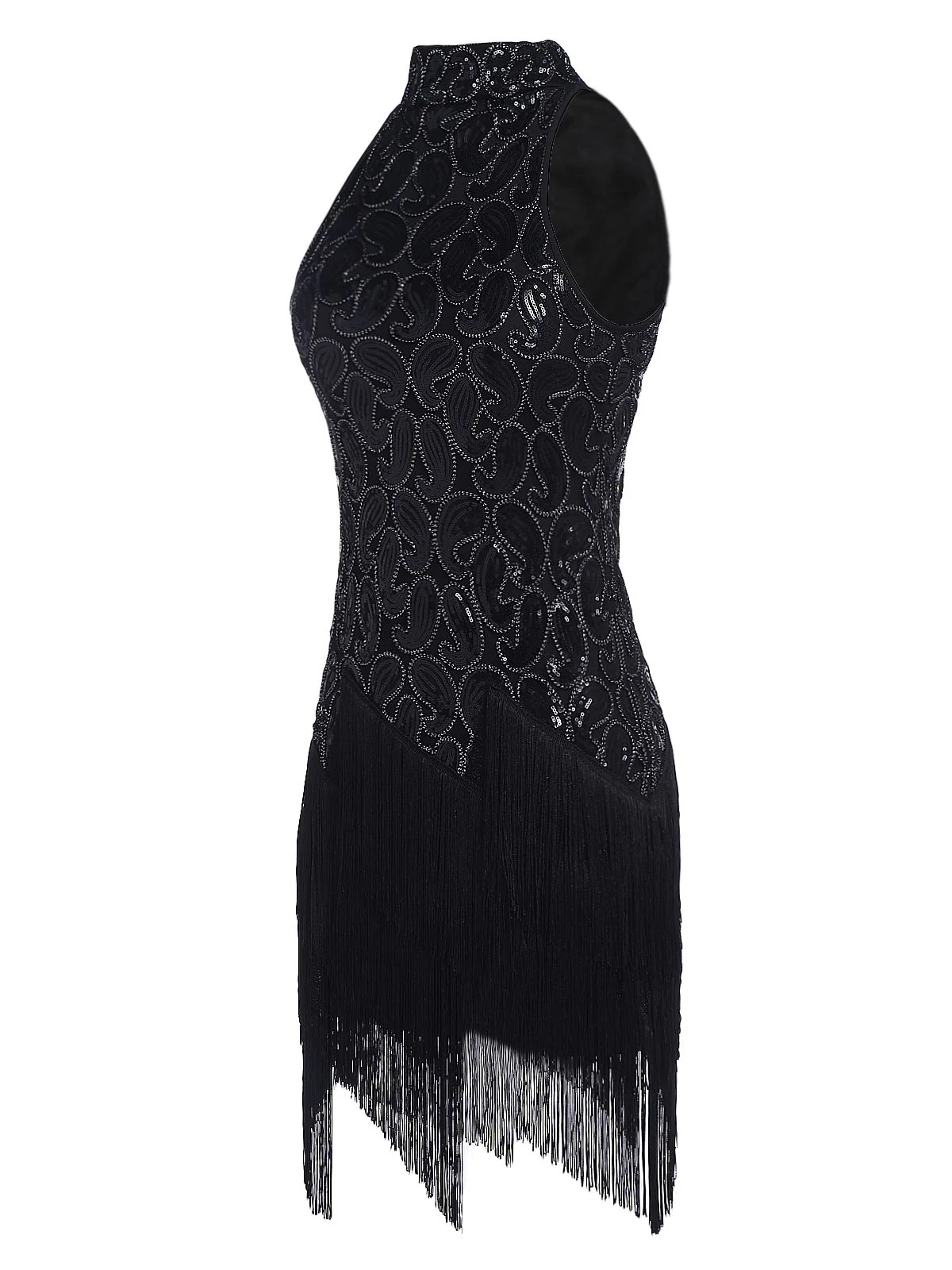 Black 1920s Sequined Glitter Dress - Image 3