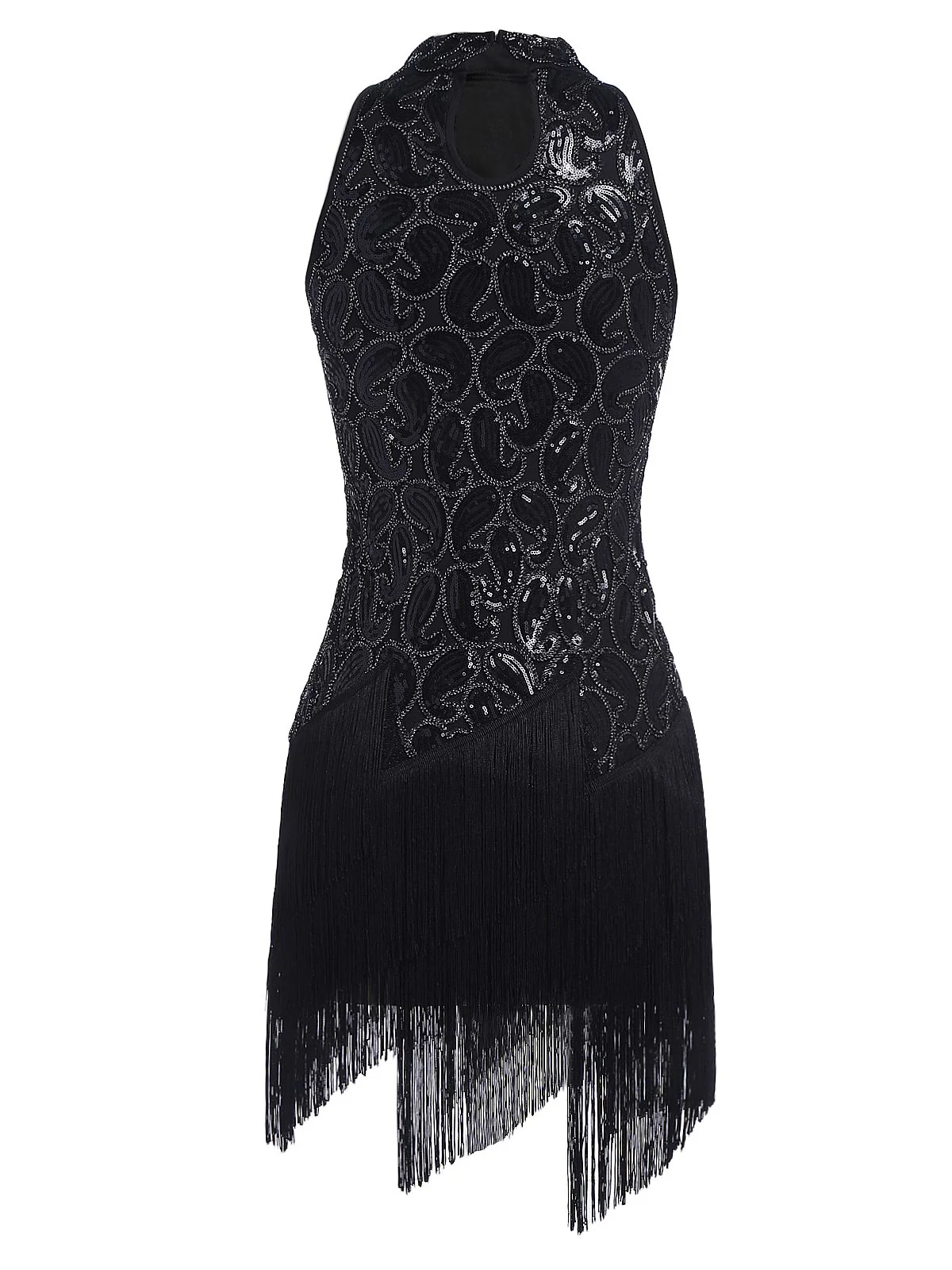 Black 1920s Sequined Glitter Dress - Image 4