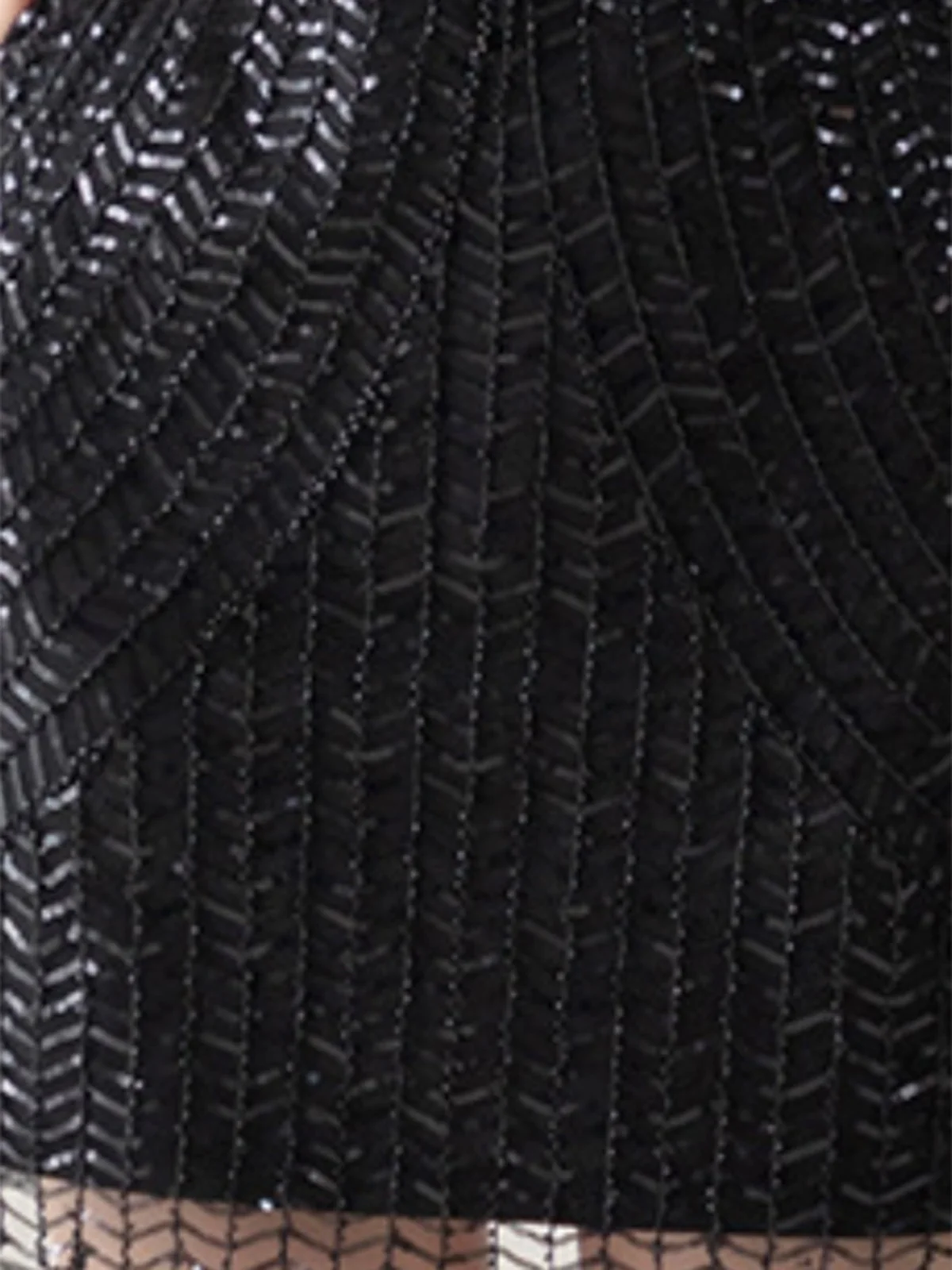 Black 1920s V-Neck Sequined Evening Dress - Image 3
