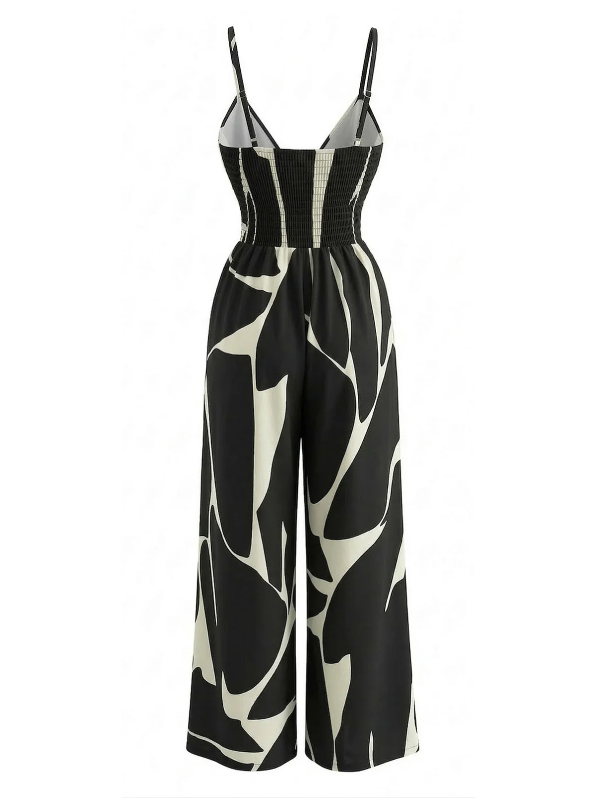 Black 1930s Abstract Printed Wide Leg Jumpsuit - Image 4
