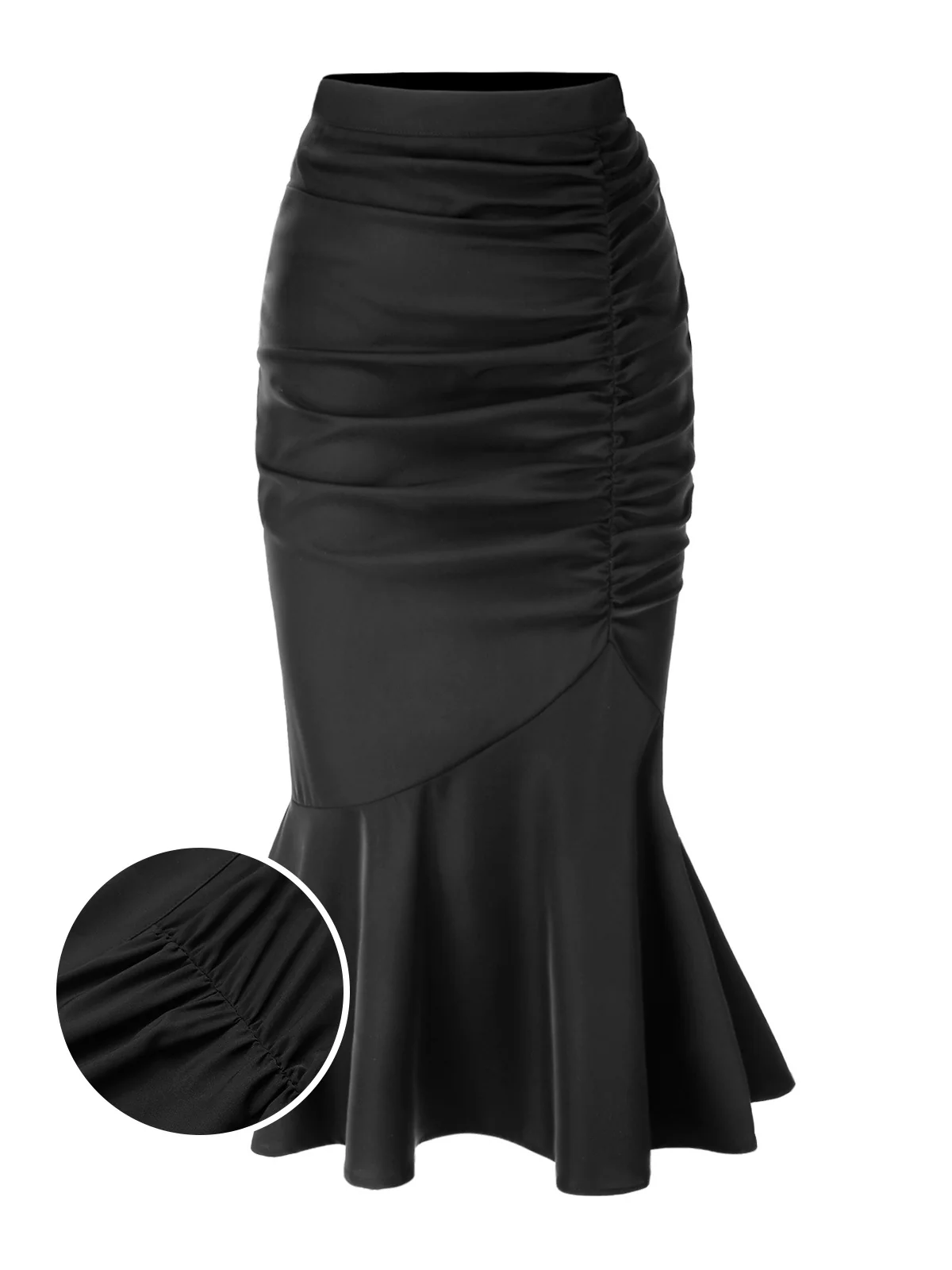 Black 1930s Asymmetric Pleated Fishtail Skirt - Image 2