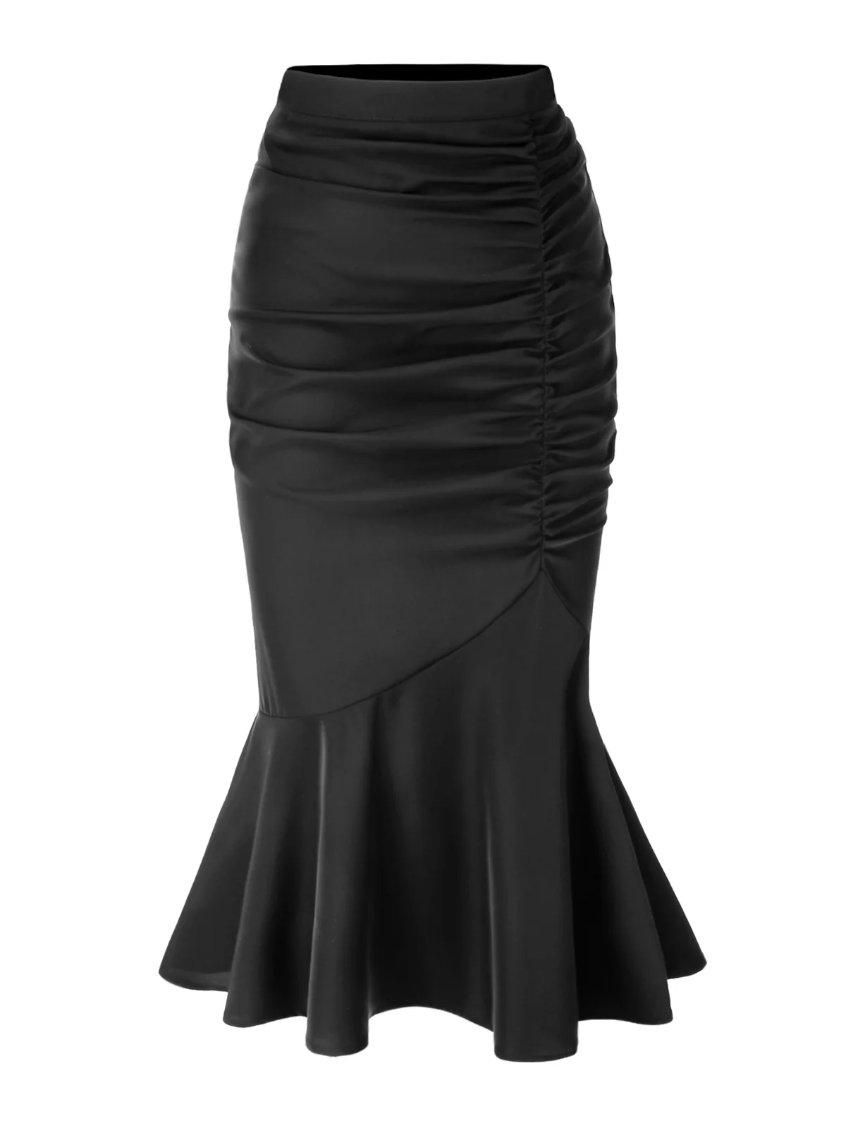 Black 1930s Asymmetric Pleated Fishtail Skirt - Image 3