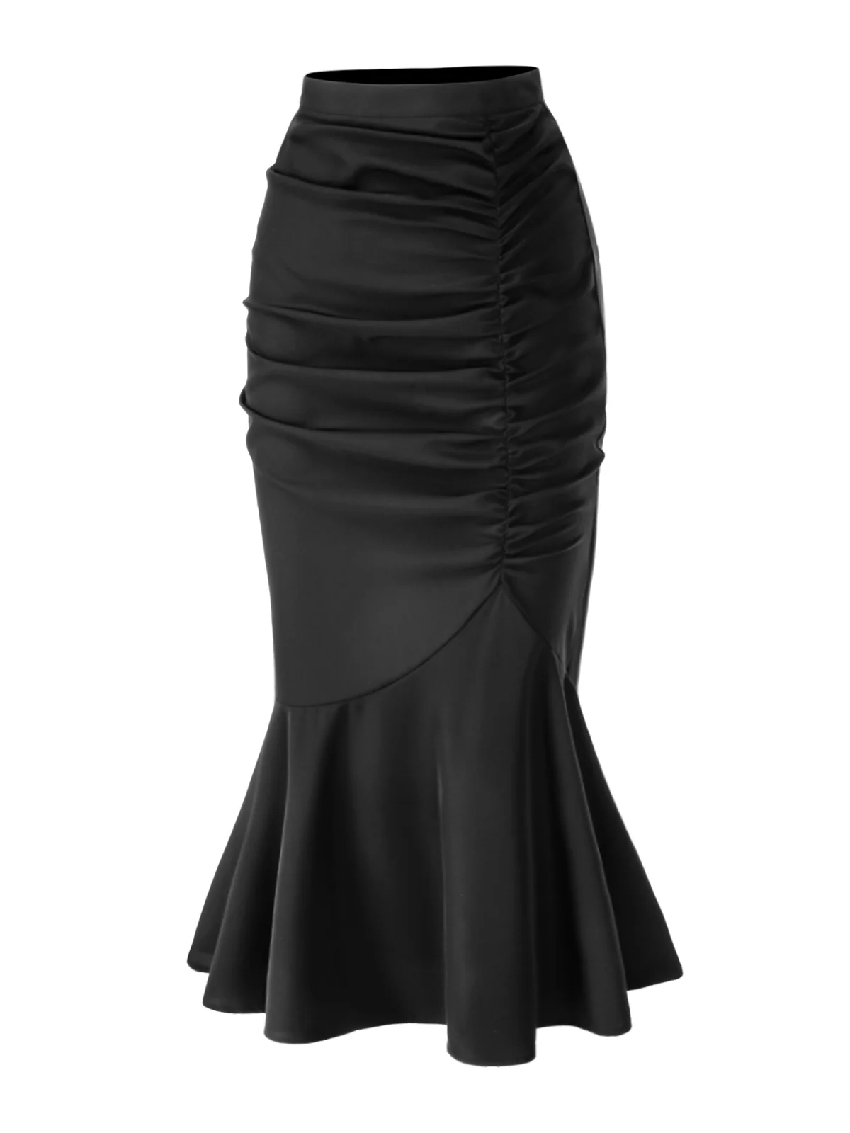 Black 1930s Asymmetric Pleated Fishtail Skirt - Image 4