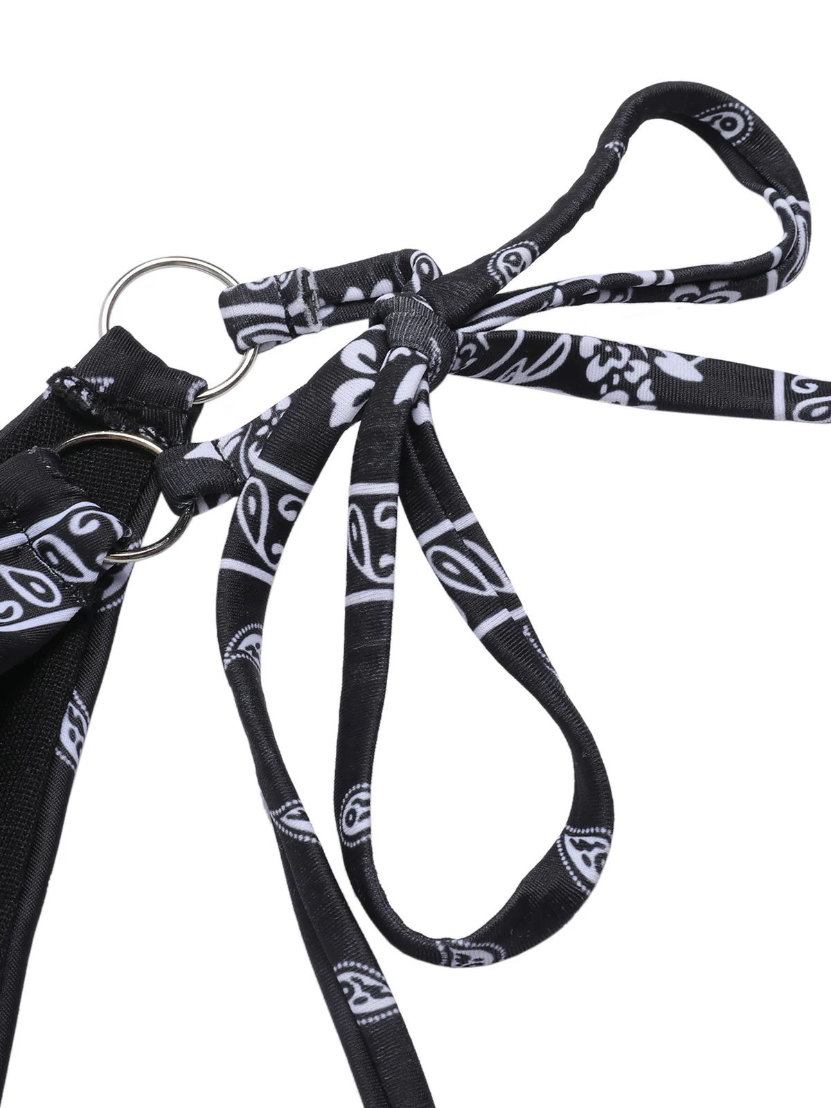 Black 1930s Cashew Flowers Lace-Up Bikini Set - Image 4