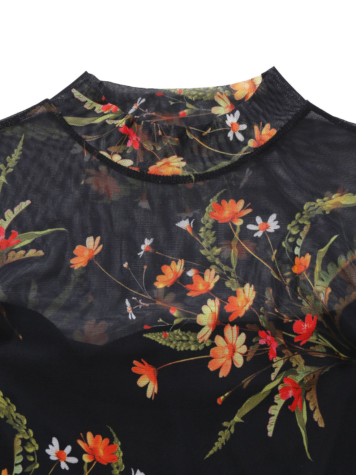 [Pre-Sale] Black 1930s Floral Mesh Ruffle Midi Dress - Image 7