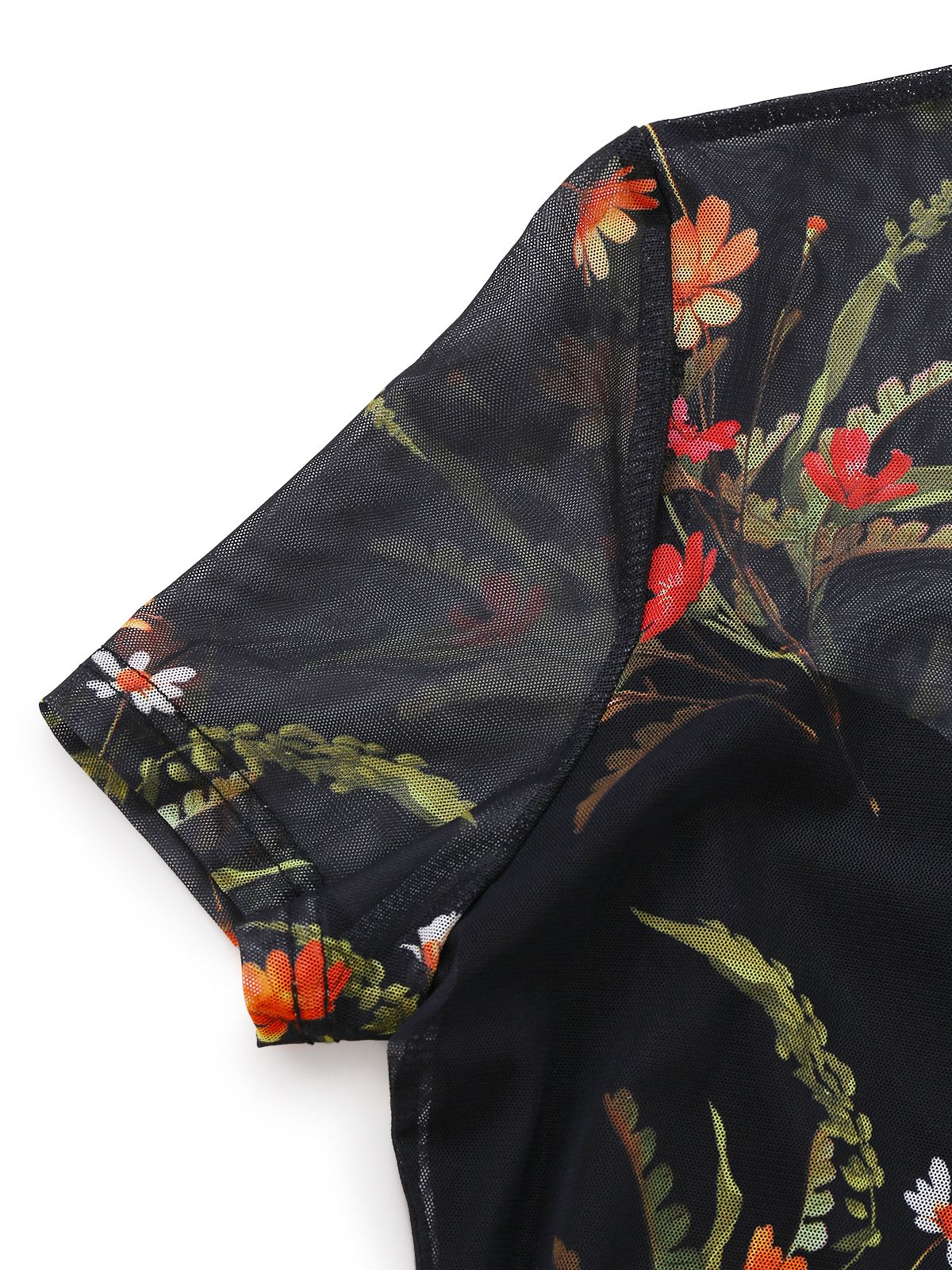 [Pre-Sale] Black 1930s Floral Mesh Ruffle Midi Dress - Image 8