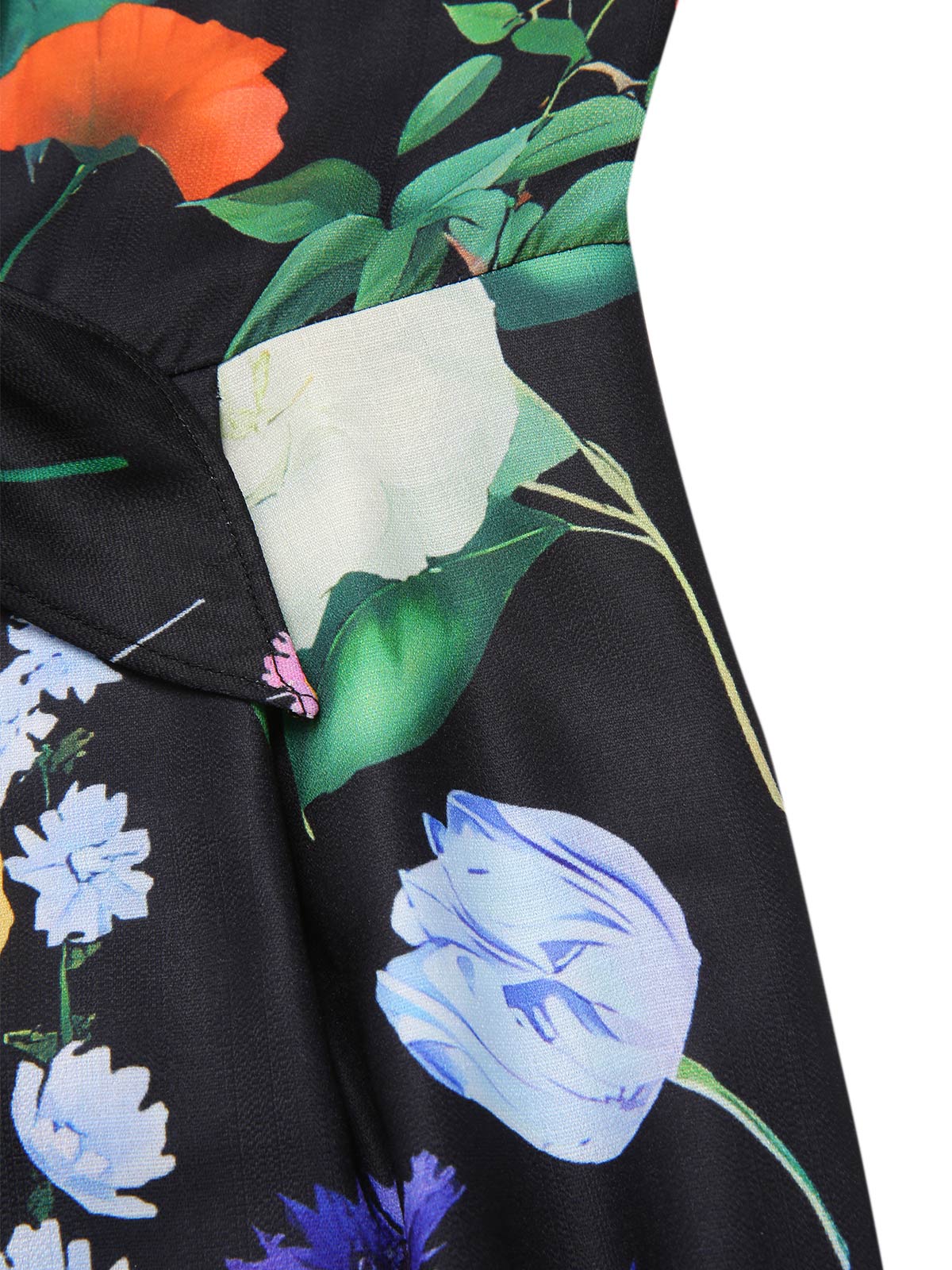 Black 1930s Floral V-Neck Halter Jumpsuit - Image 7