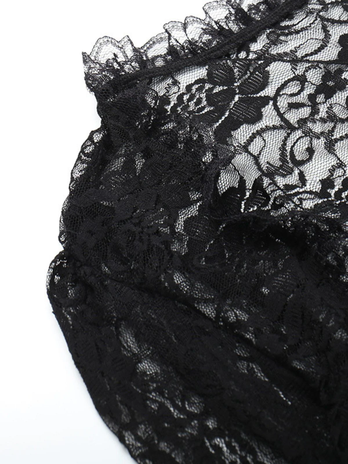 Black 1930s Halloween Lace Flare Sleeve Top - Image 4