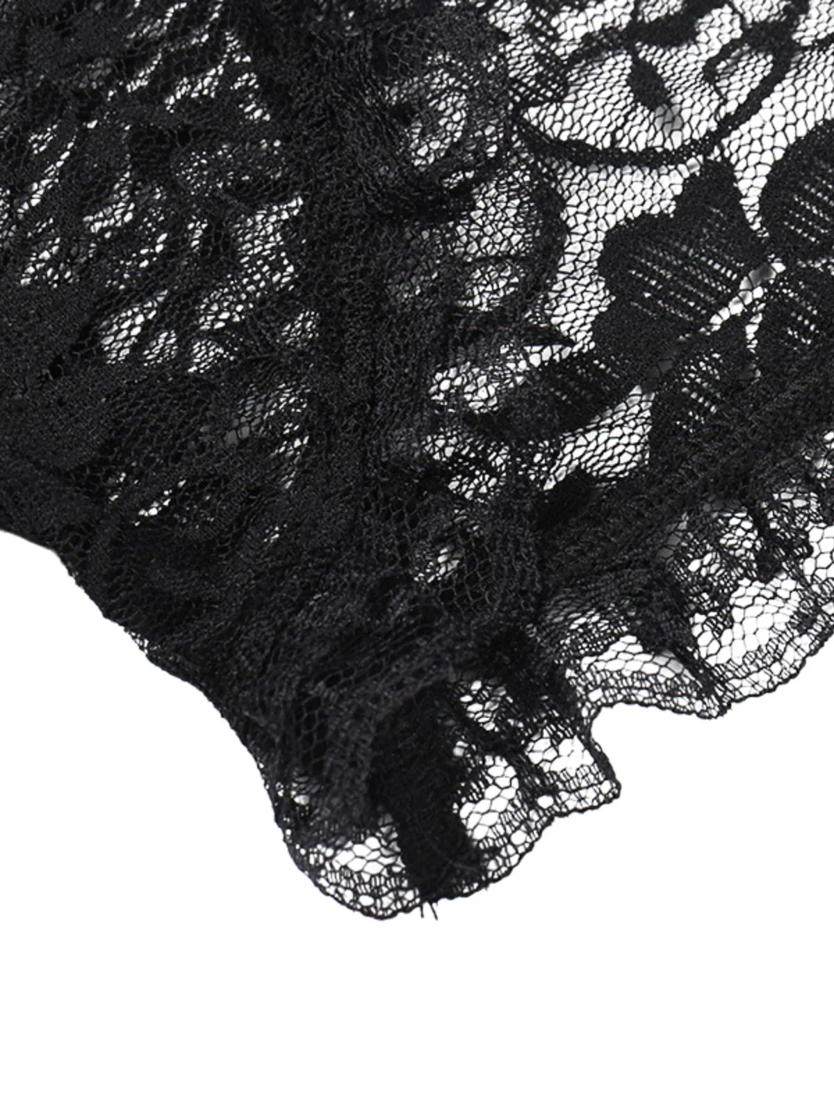 Black 1930s Halloween Lace Flare Sleeve Top - Image 5