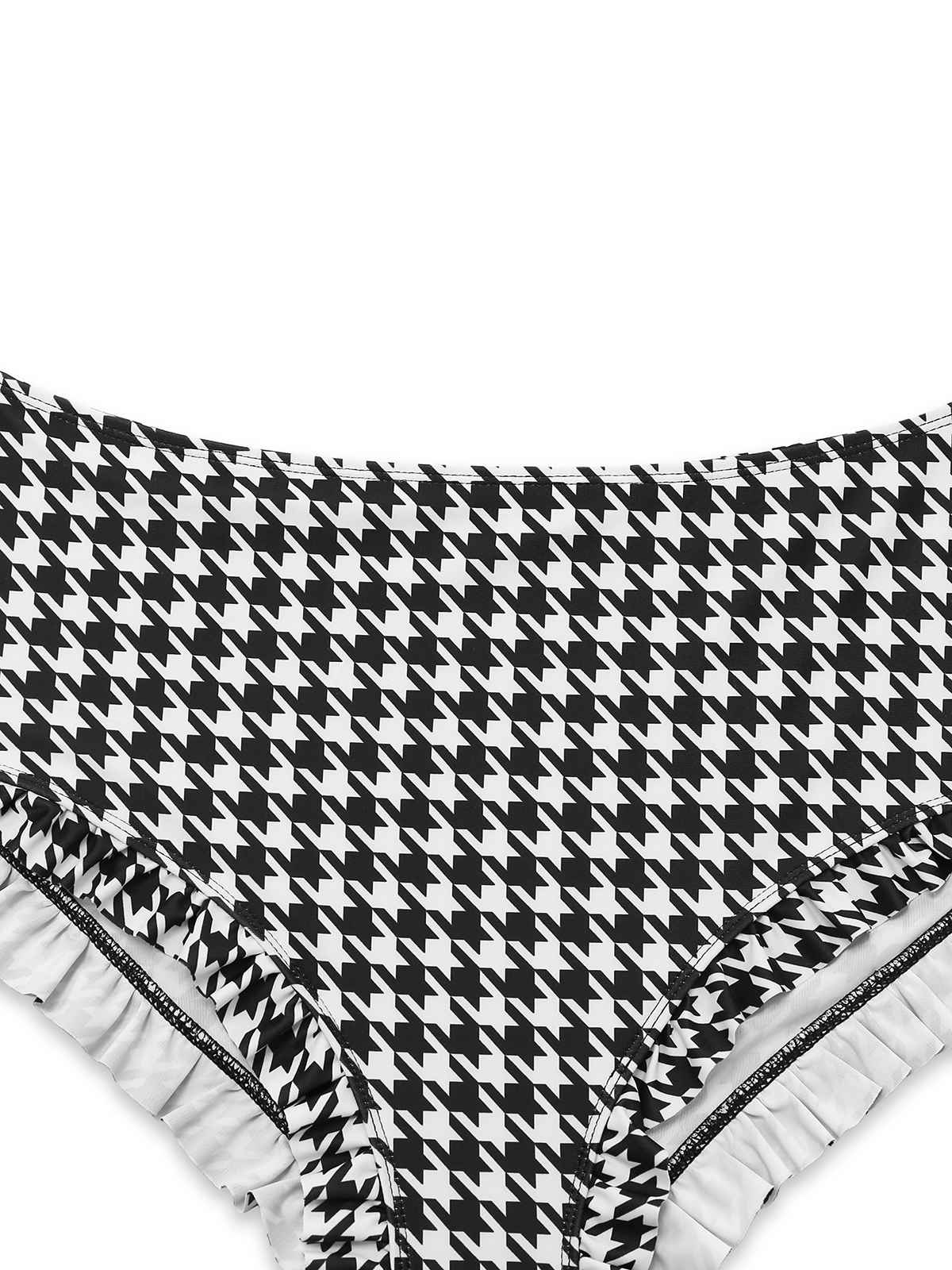 Black 1930s Houndstooth Lace-Up Bikini Set - Image 2