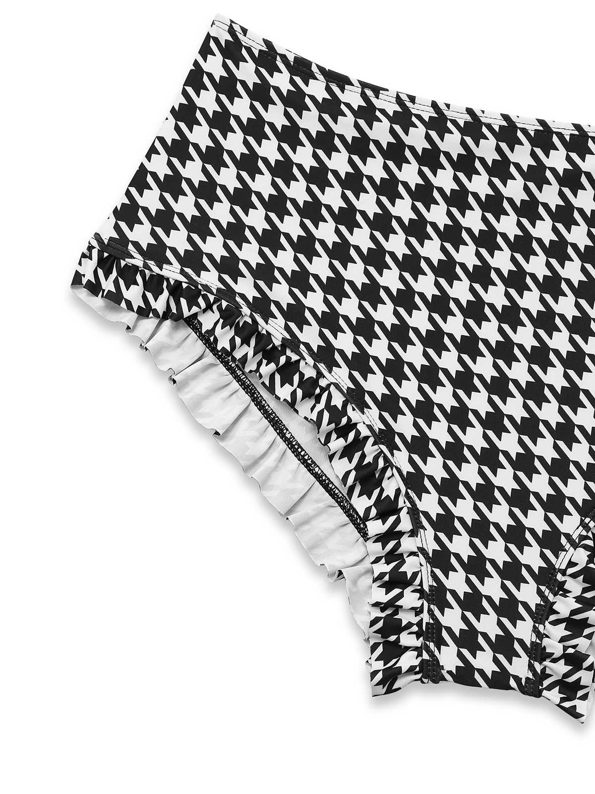 Black 1930s Houndstooth Lace-Up Bikini Set - Image 3