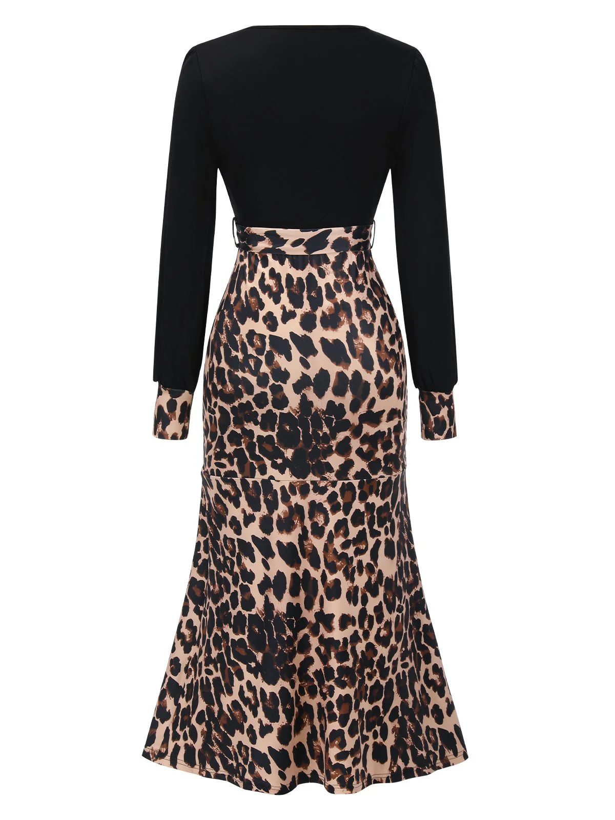 Black 1930s Leopard Patchwork Mermaid Dress - Image 2