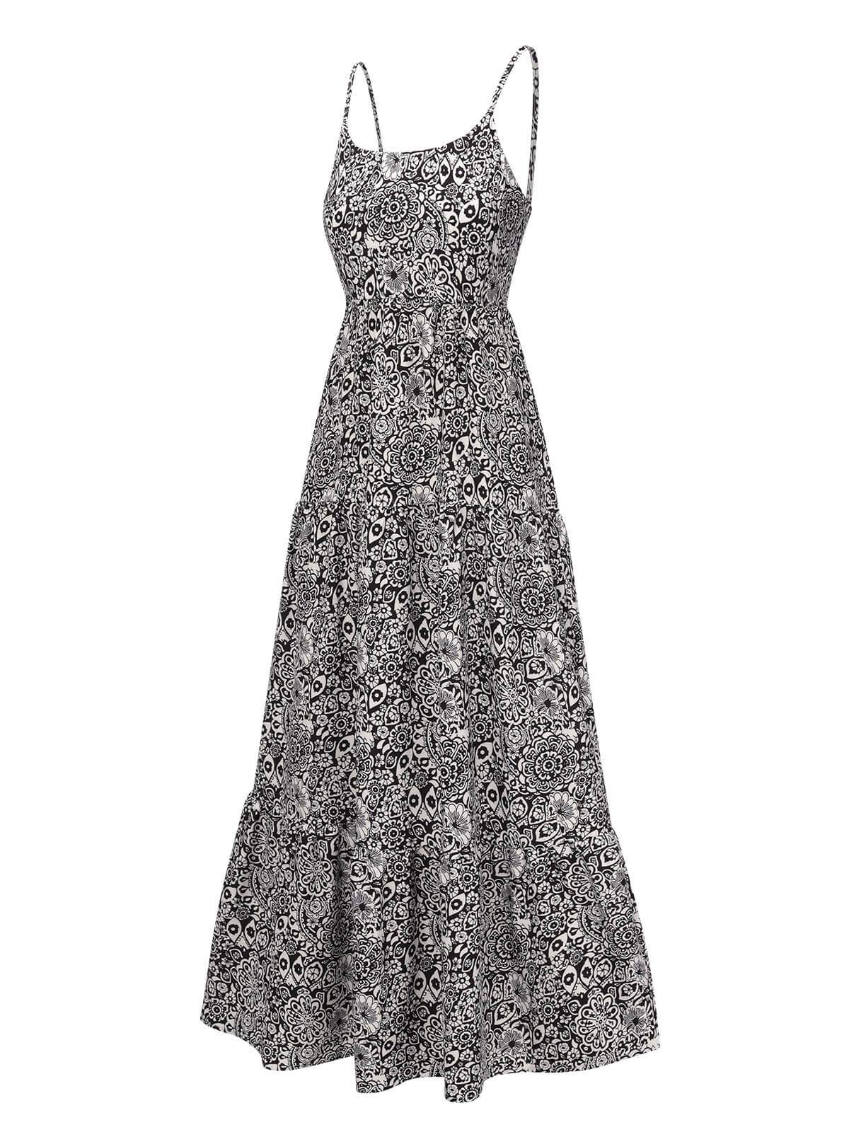 Black 1930s Mandala Print Strap Dress - Image 2