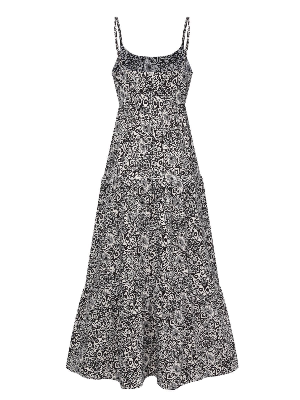 Black 1930s Mandala Print Strap Dress - Image 3