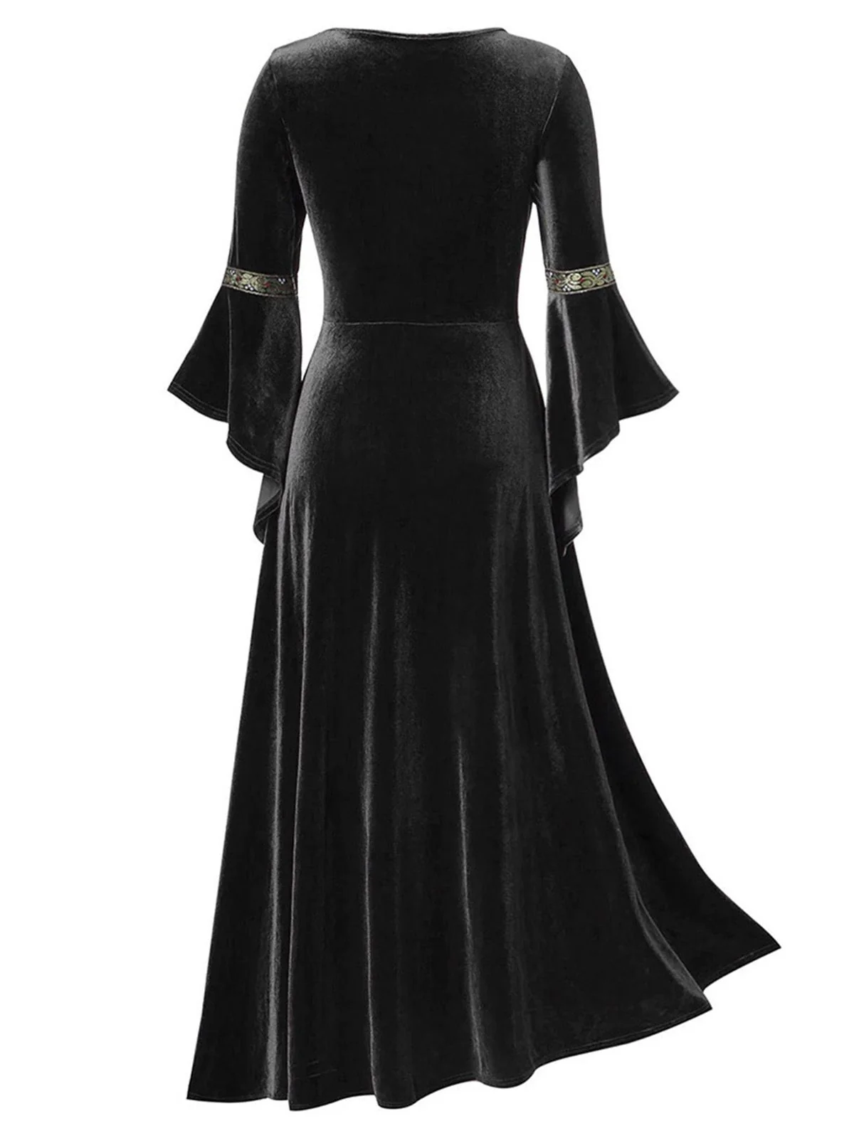 1930s Medieval Renaissance Velvet Gold Trim Dress - Image 2
