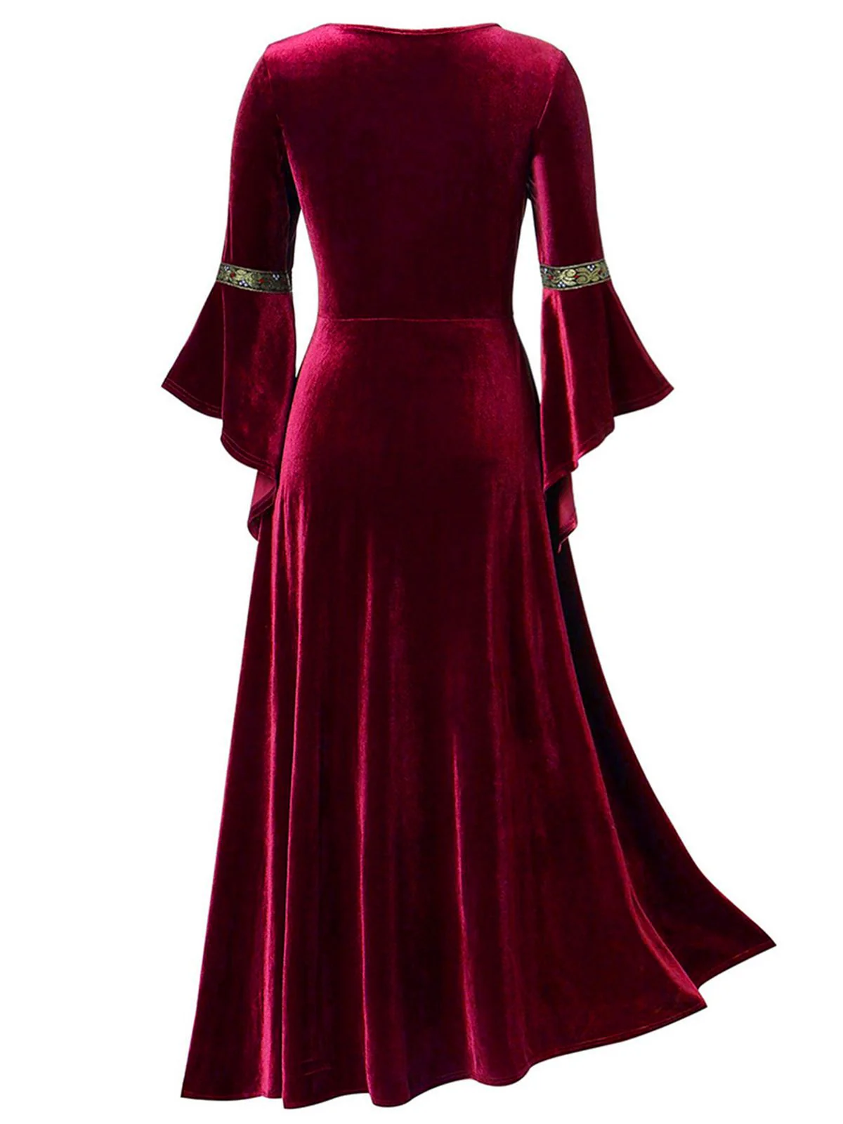 1930s Medieval Renaissance Velvet Gold Trim Dress - Image 4
