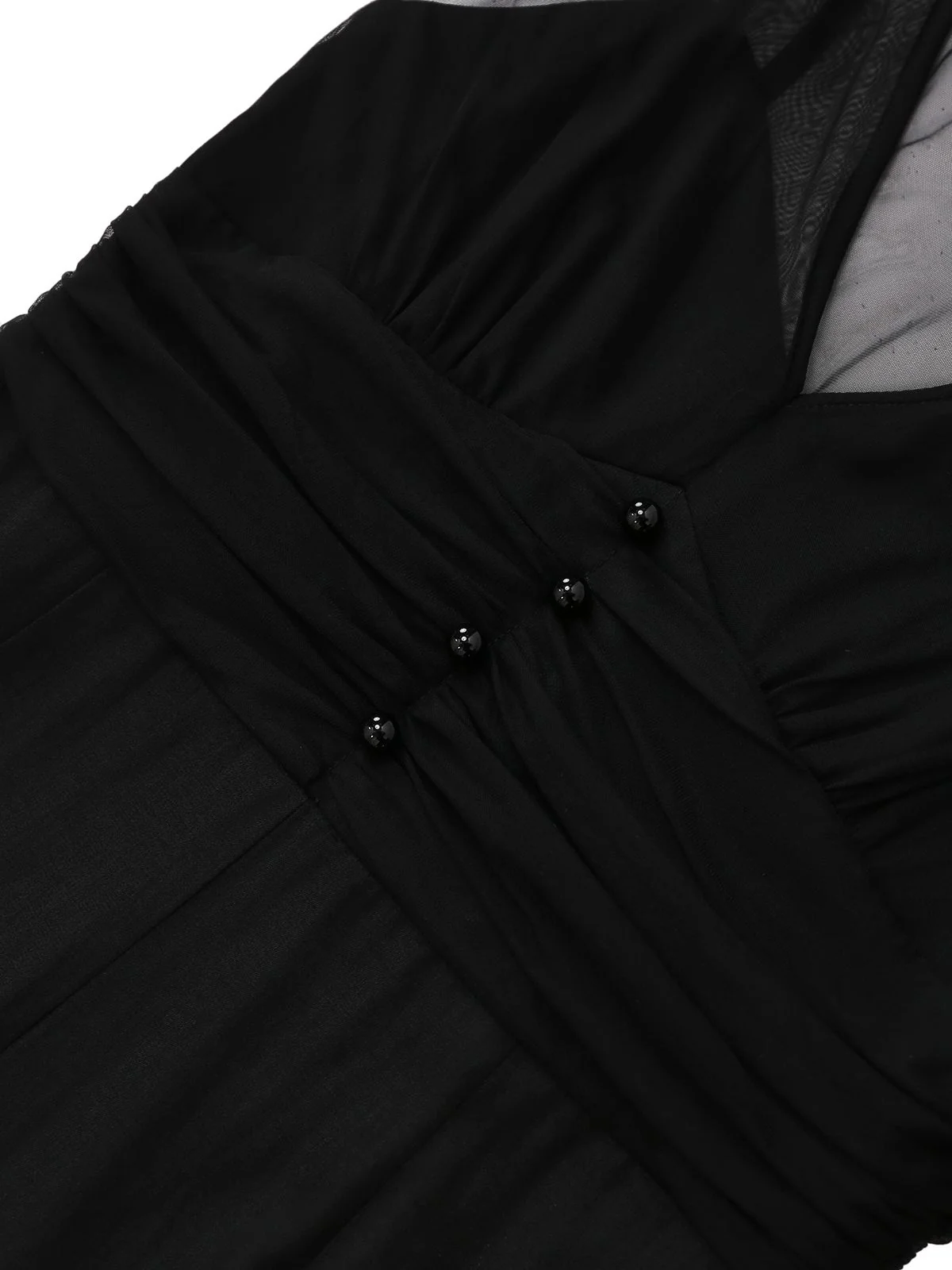 Black 1930s Mesh Pleated Patchwork Jumpsuit - Image 6