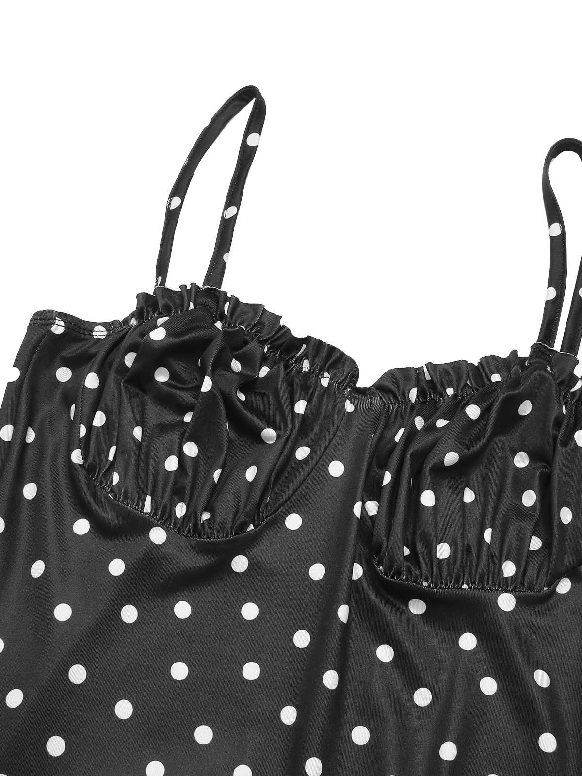 Black 1930s Polka Dots Backless Mermaid Maxi Dress - Image 3