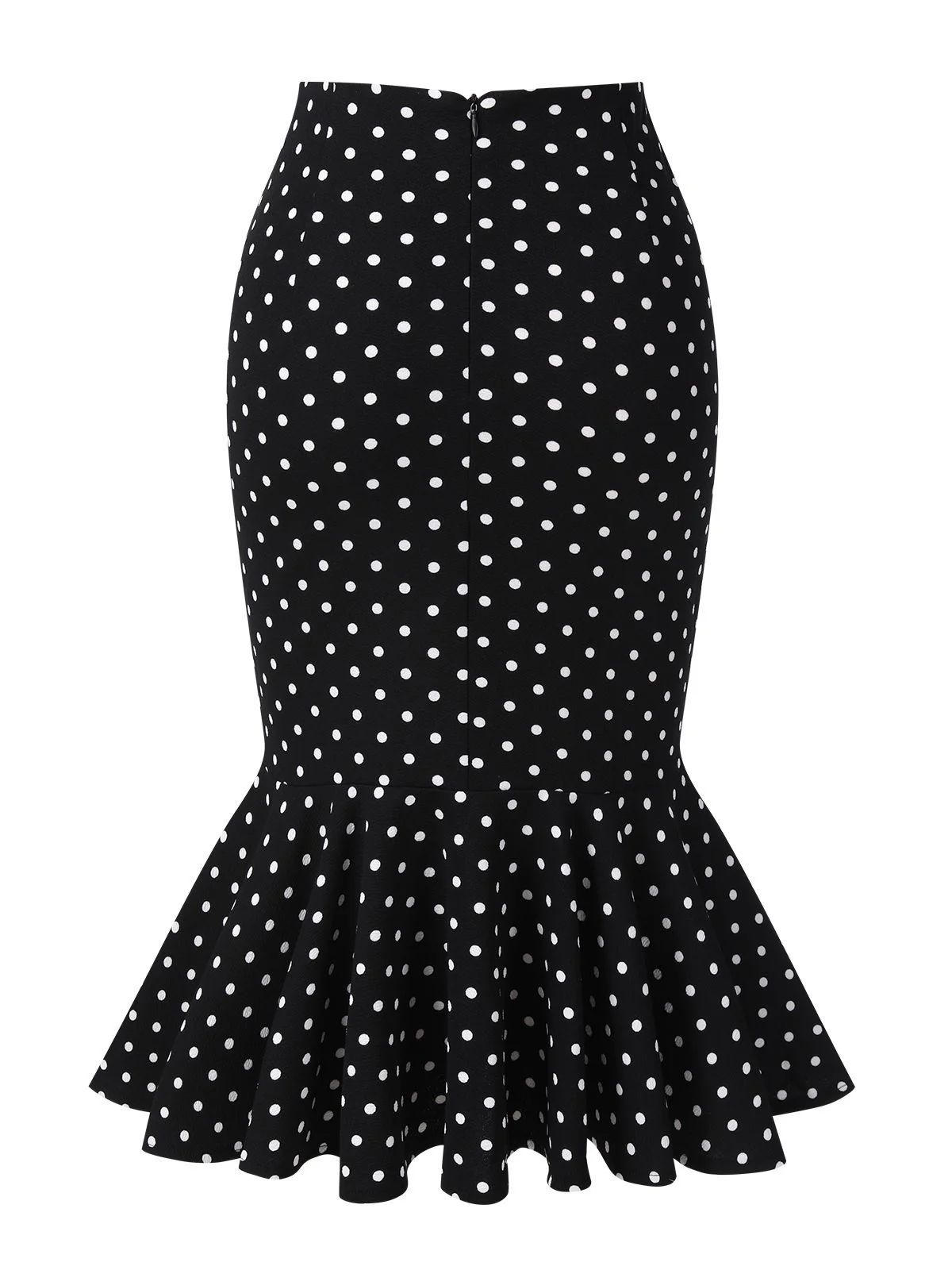 Black 1930s Polka Dots Fishtail Skirt - Image 2