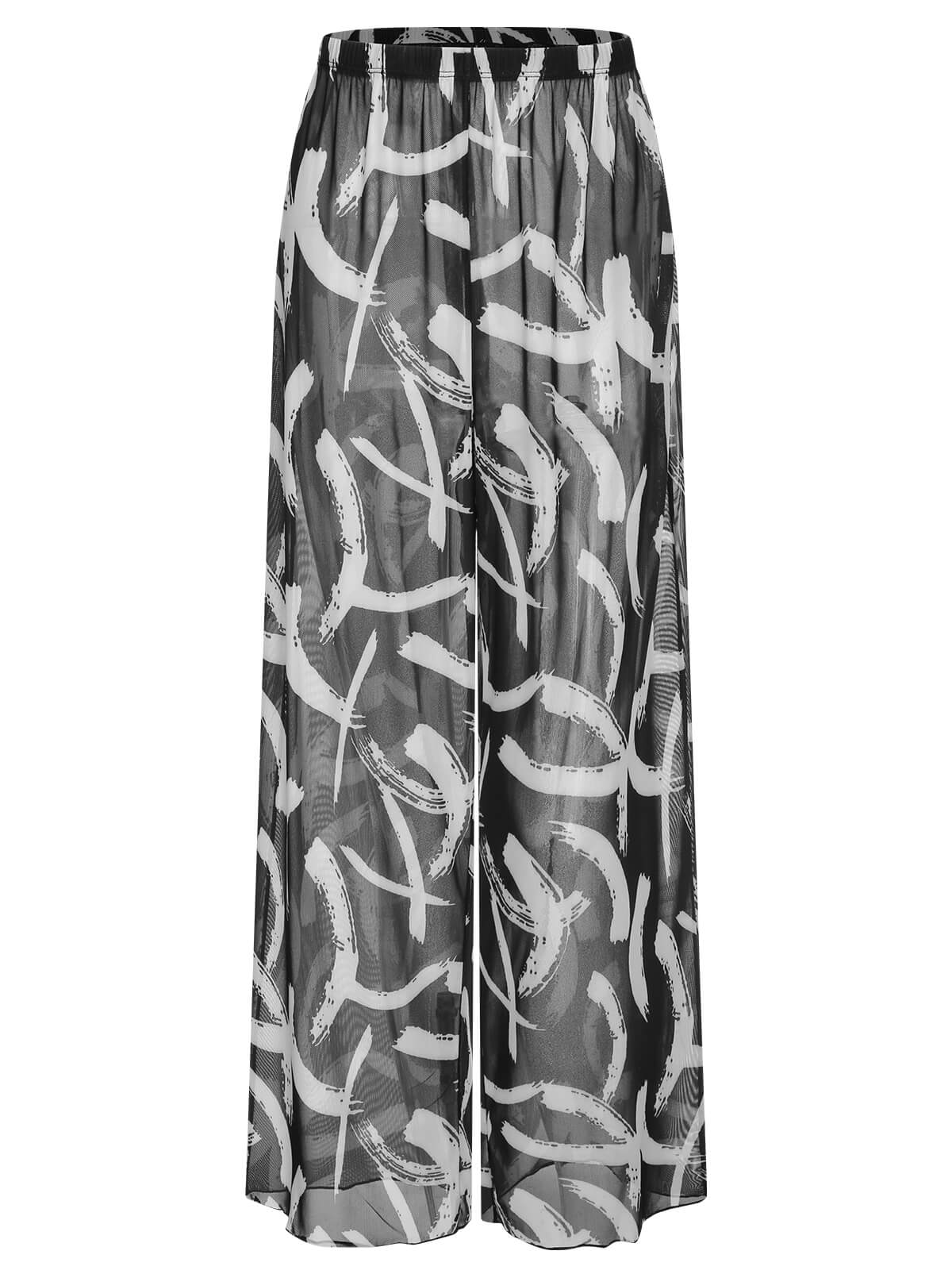 [Plus Size] Black 1930s Random Strokes Sheer Pants - Image 2