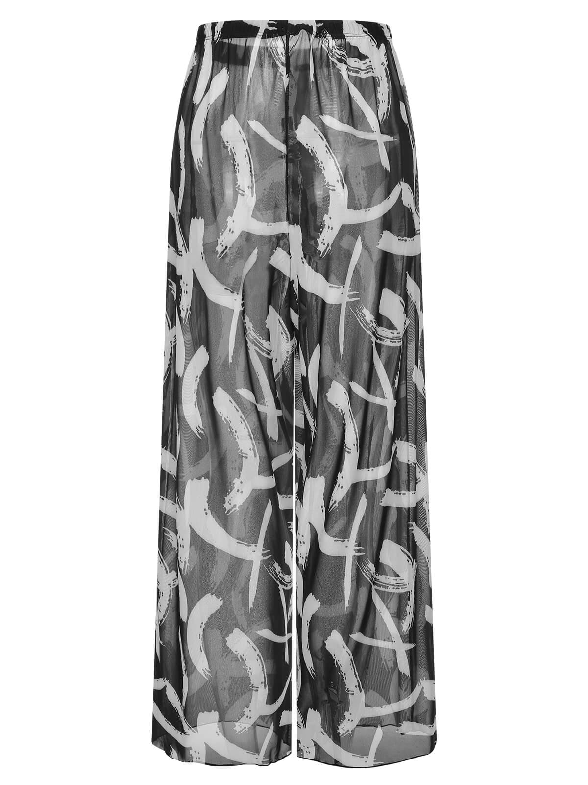 [Plus Size] Black 1930s Random Strokes Sheer Pants - Image 3