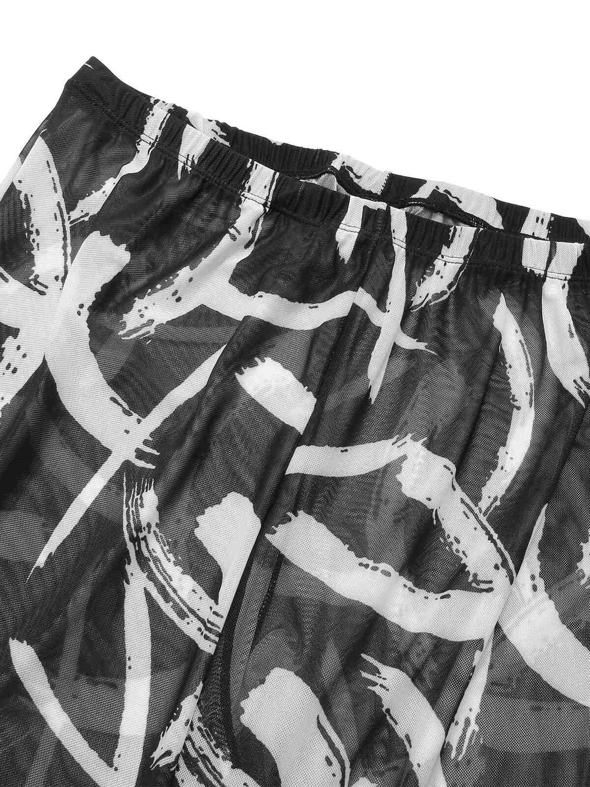 [Plus Size] Black 1930s Random Strokes Sheer Pants - Image 5
