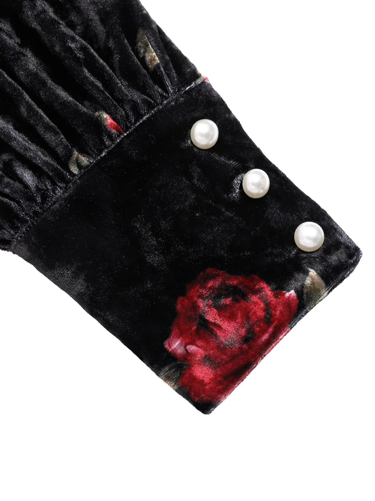 Black 1930s Rose Velvet Fishtail Dress - Image 9