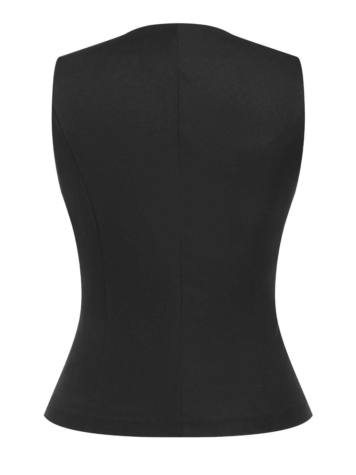 Black 1930s Sleeveless Solid Vest - Image 3