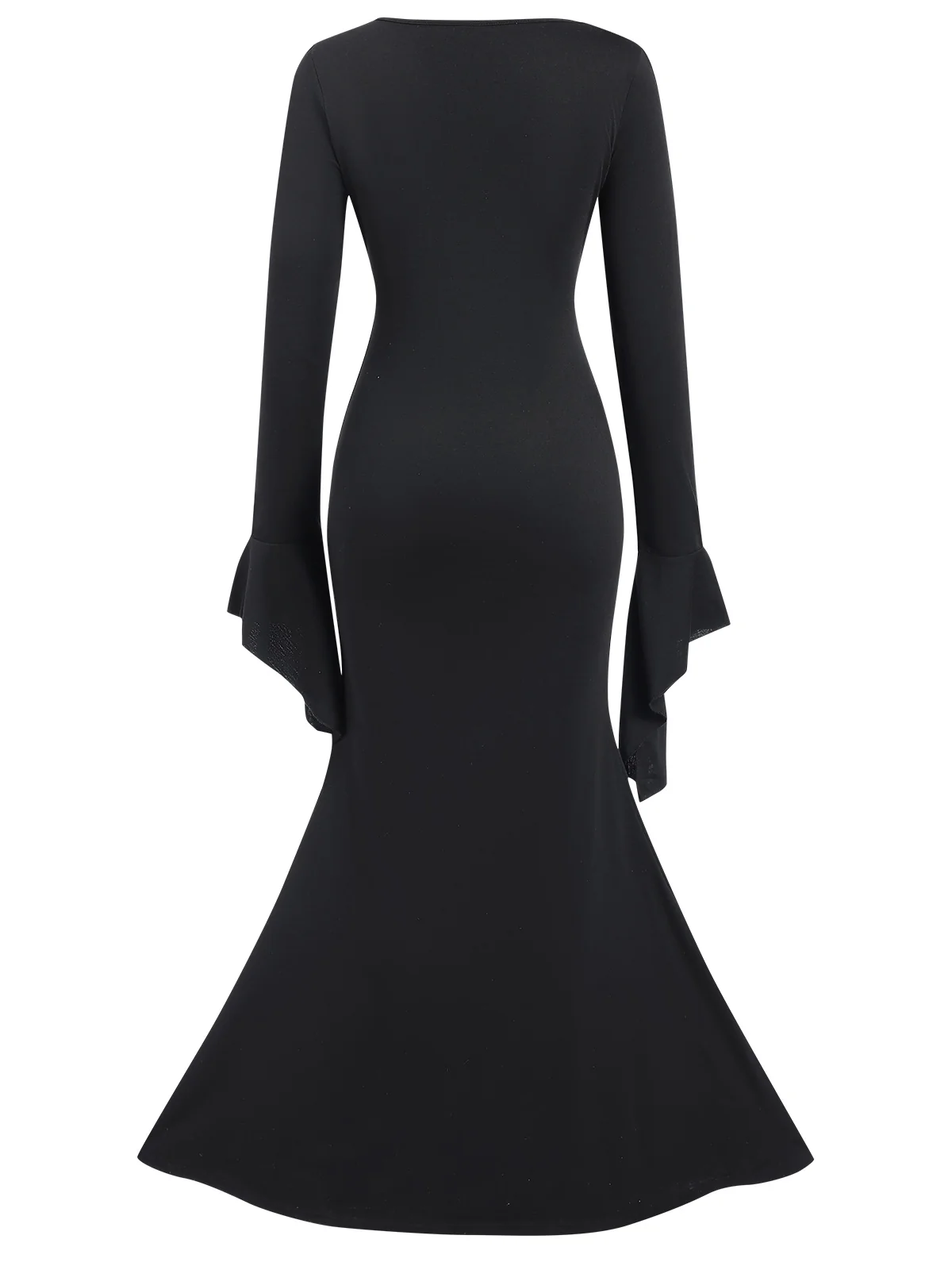 Black 1930s Sold Batwing Cuffs Fishtail Dress - Image 6