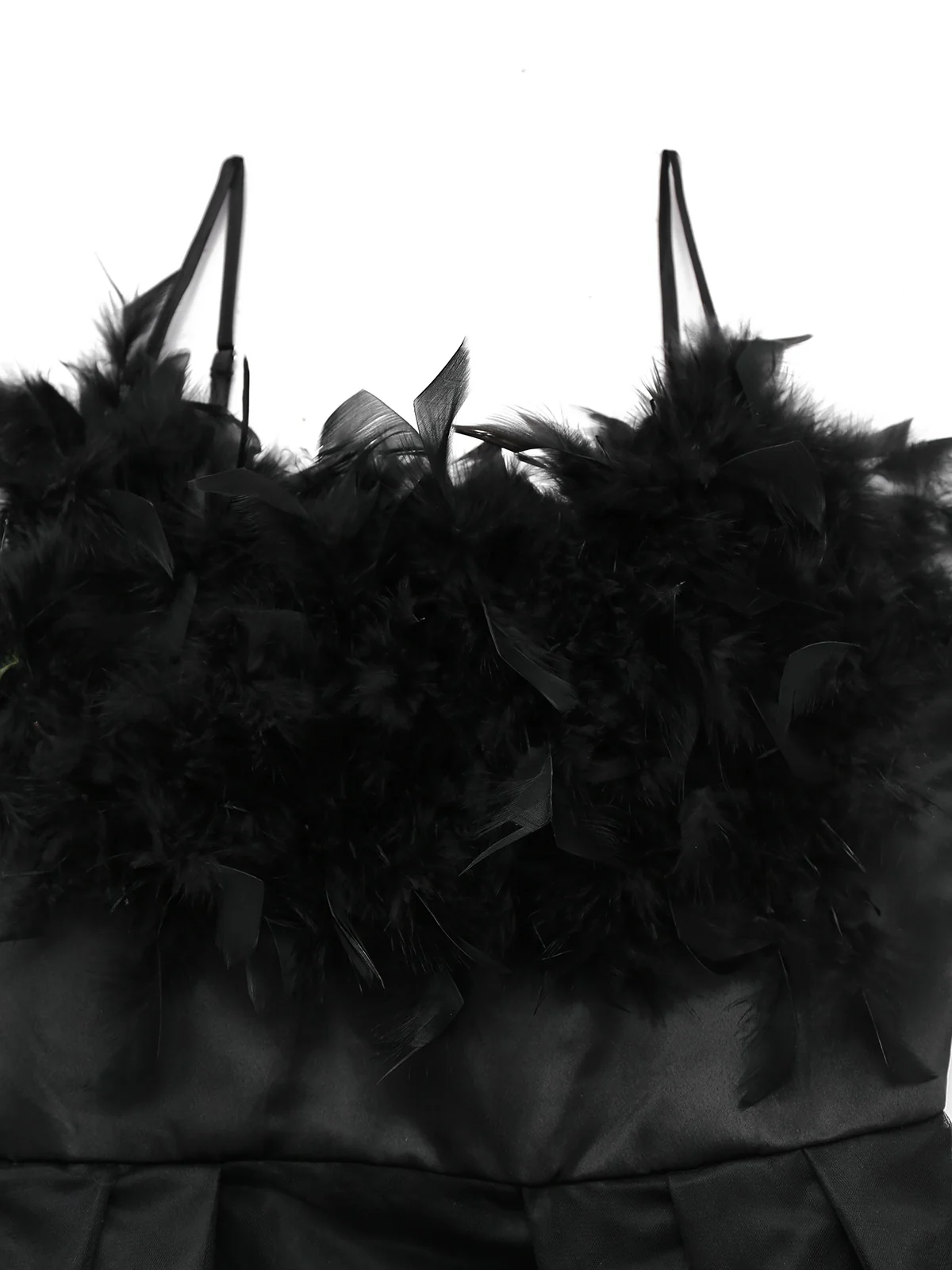 Black 1930s Solid 3D Feather Mesh Dress - Image 3